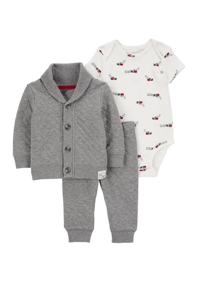Baby Boys 3 Piece Cardigan Set