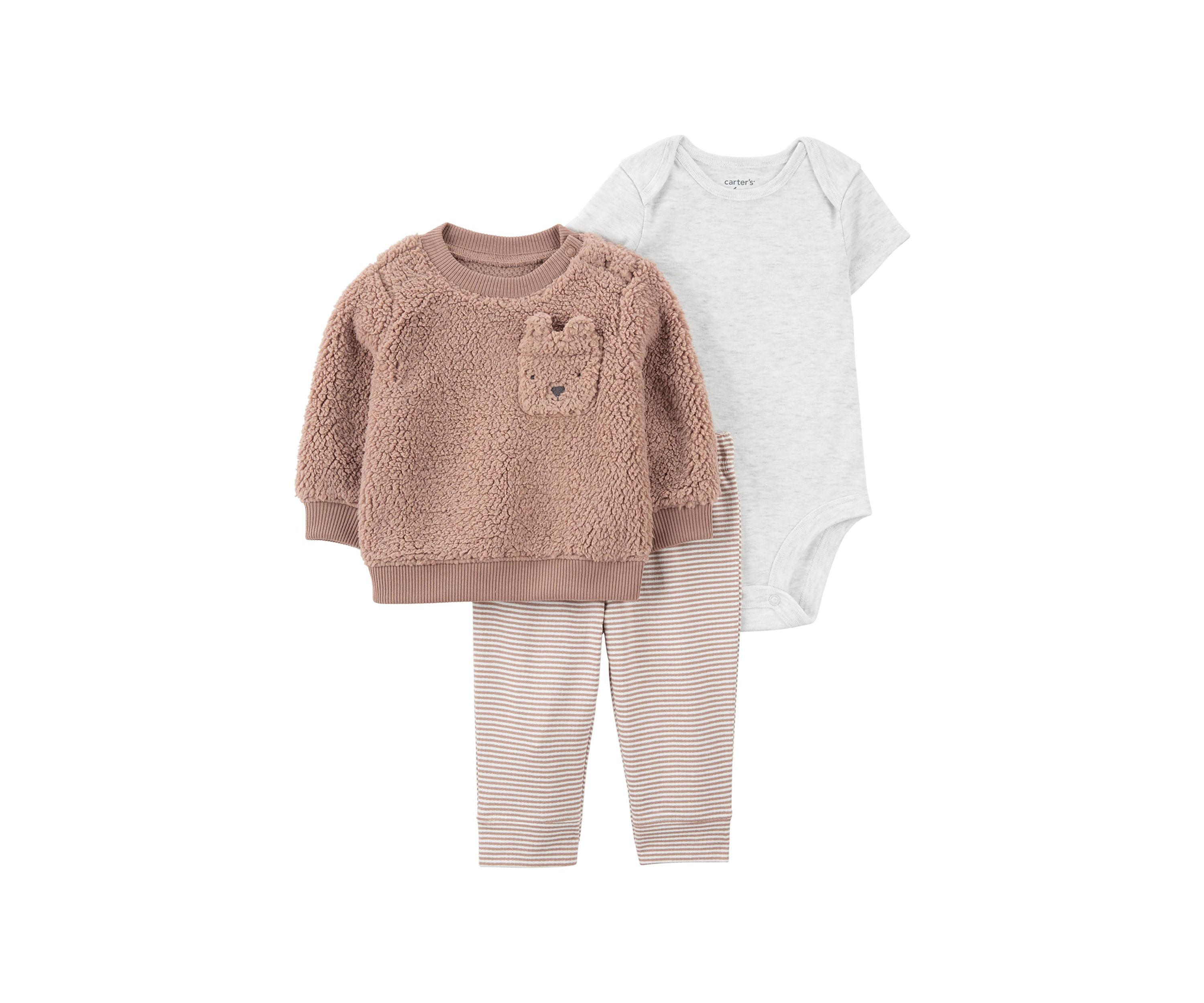 Baby Boys 3 Piece Fuzzy Sweater Set