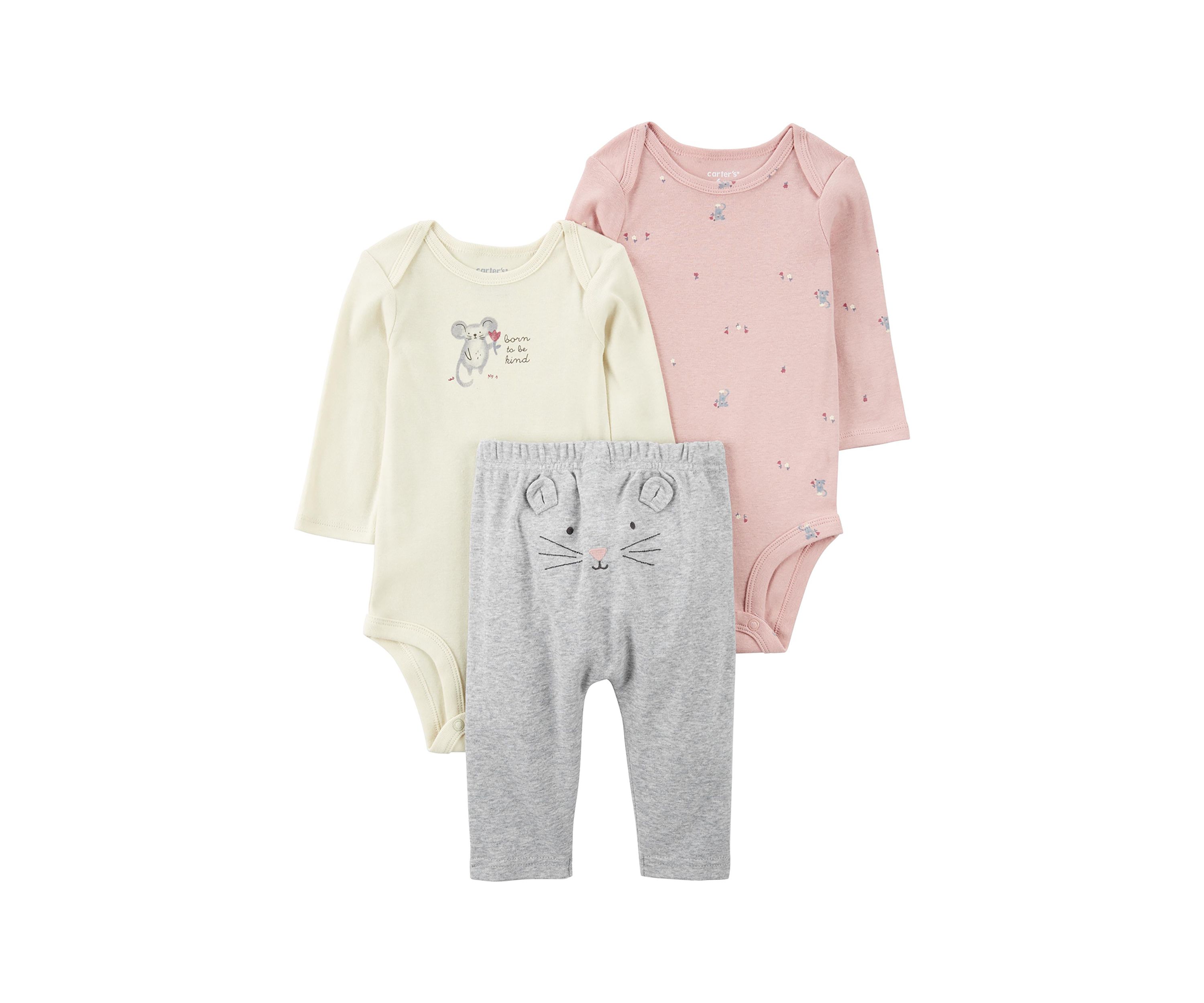 Baby Girls 3 Piece Bodysuit Set