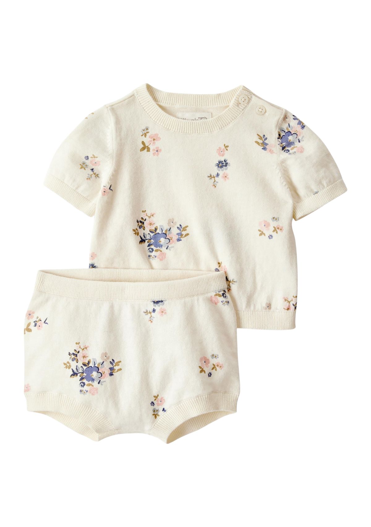 Baby Girls Printed Sweater Knit Top and Bubble Shorts Set