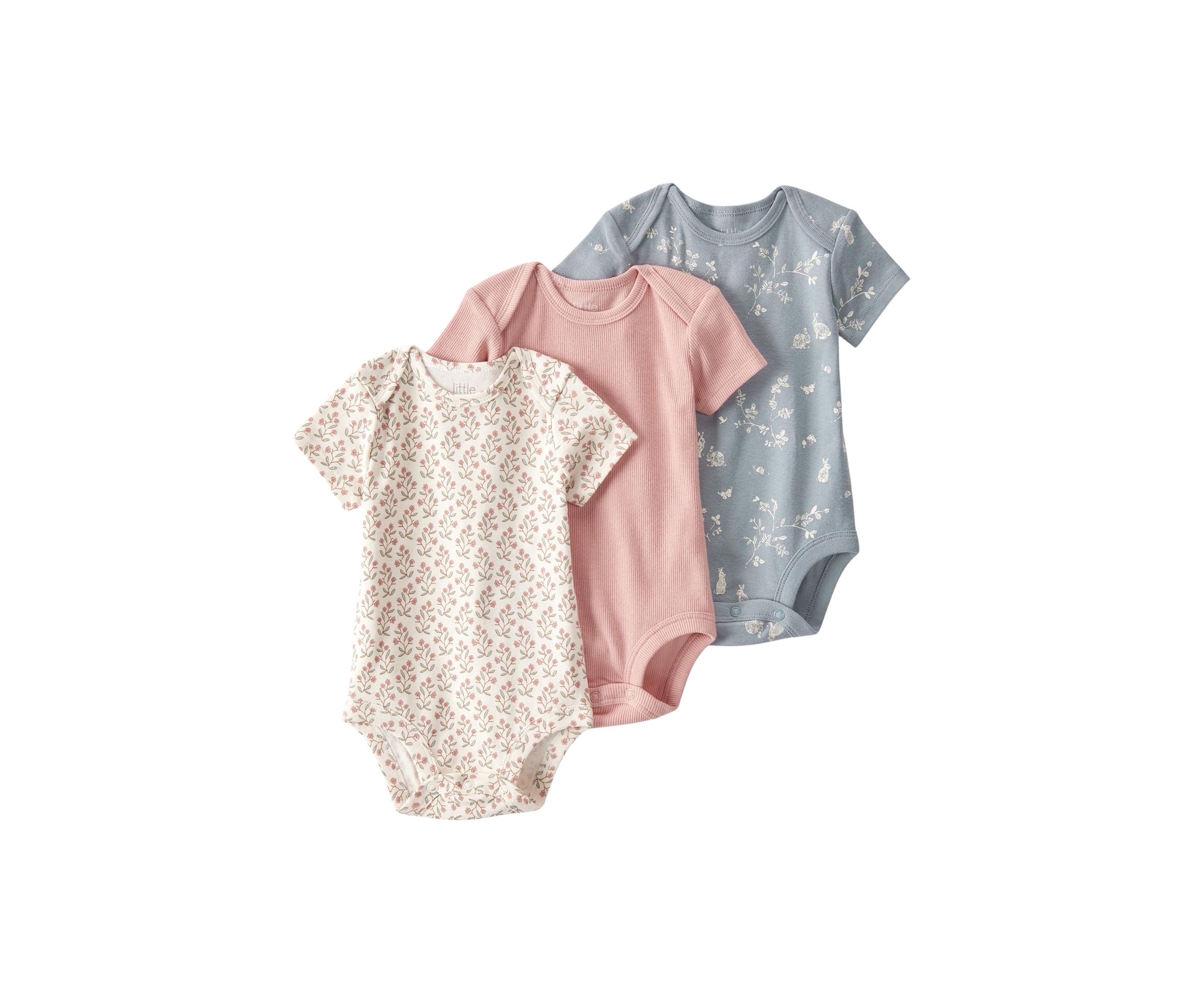 Baby Girls Printed Bodysuit Set - 3 Pack