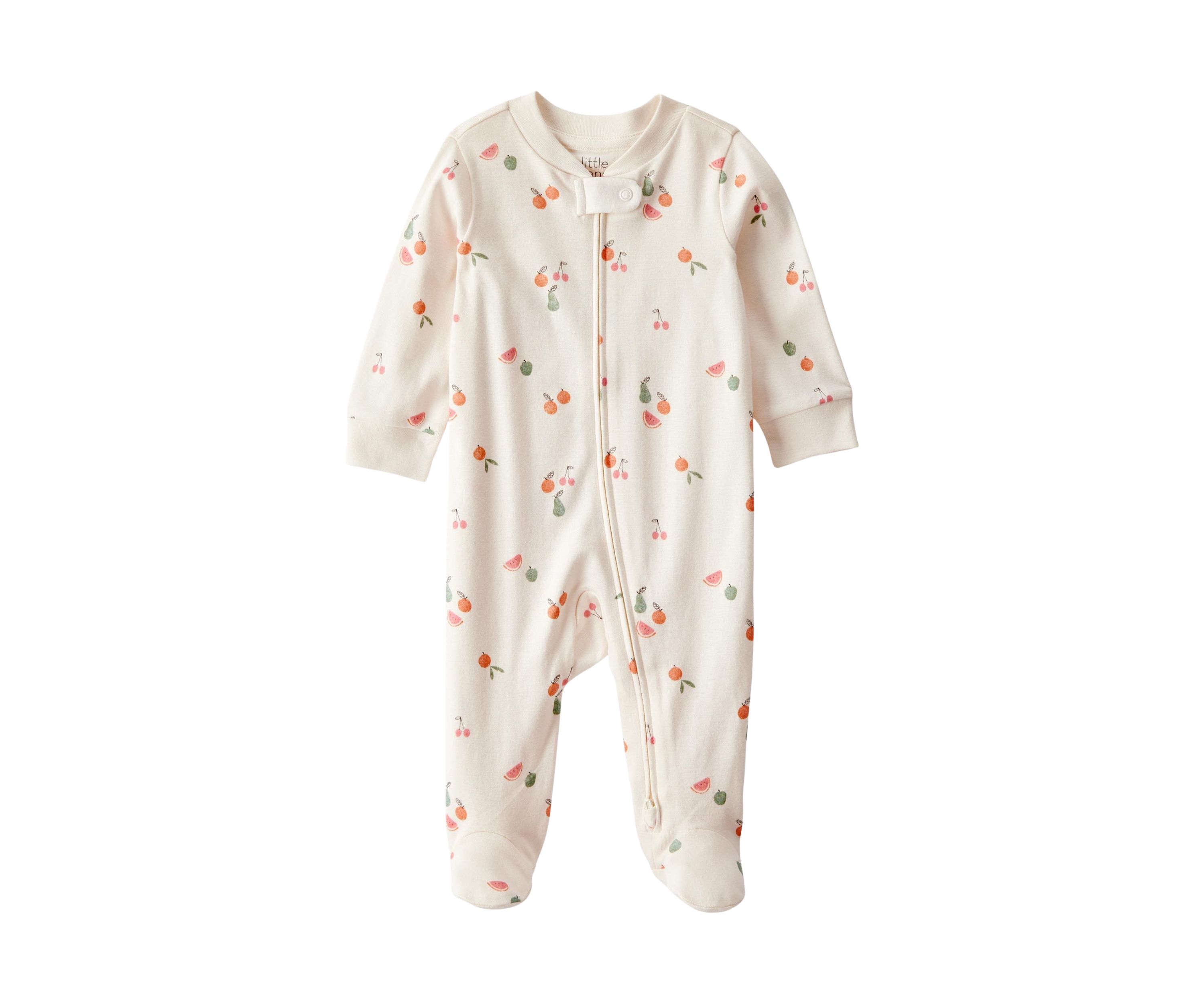 Baby Girls Fruit Printed Footie Pajamas