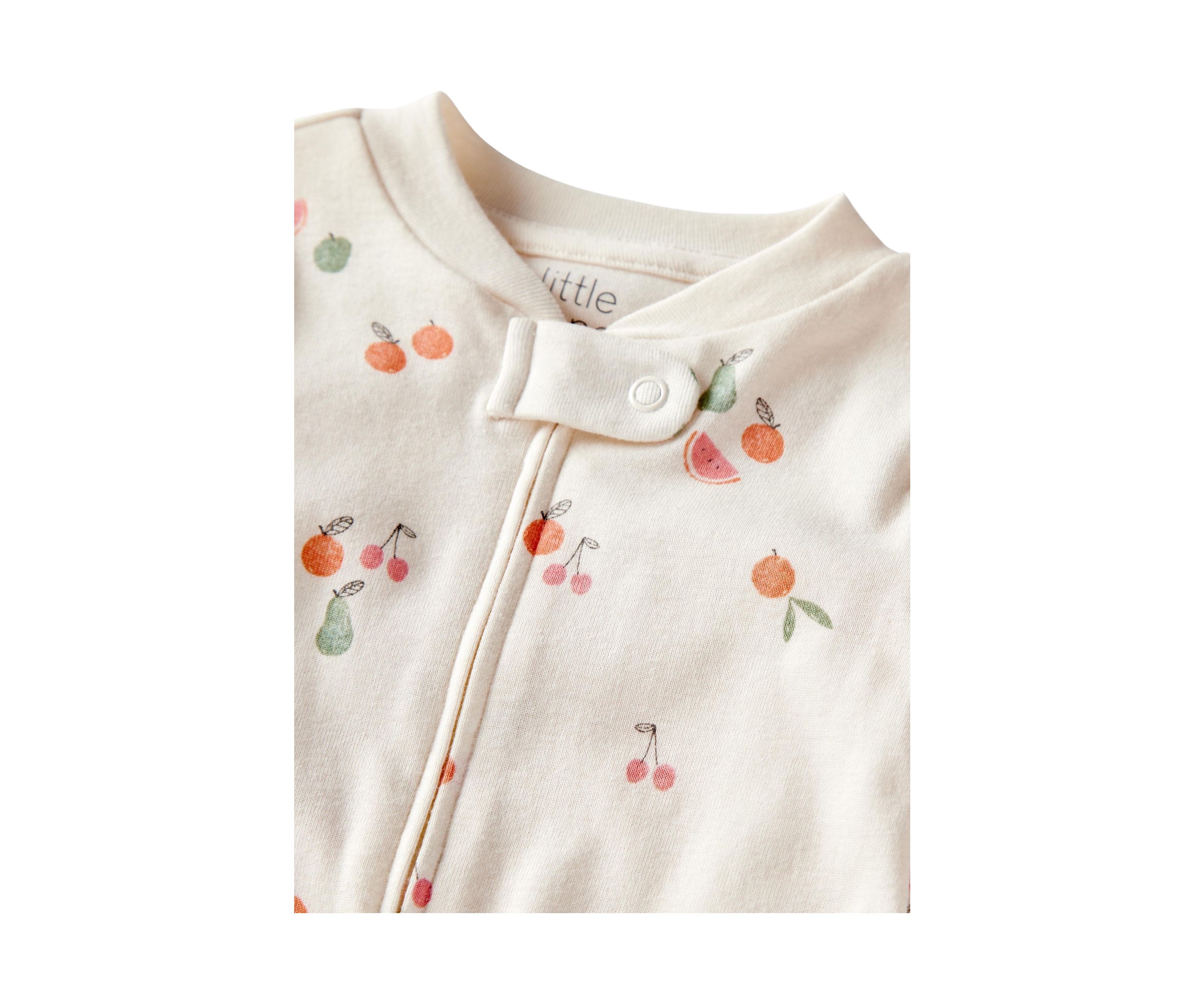 Baby Girls Fruit Printed Footie Pajamas