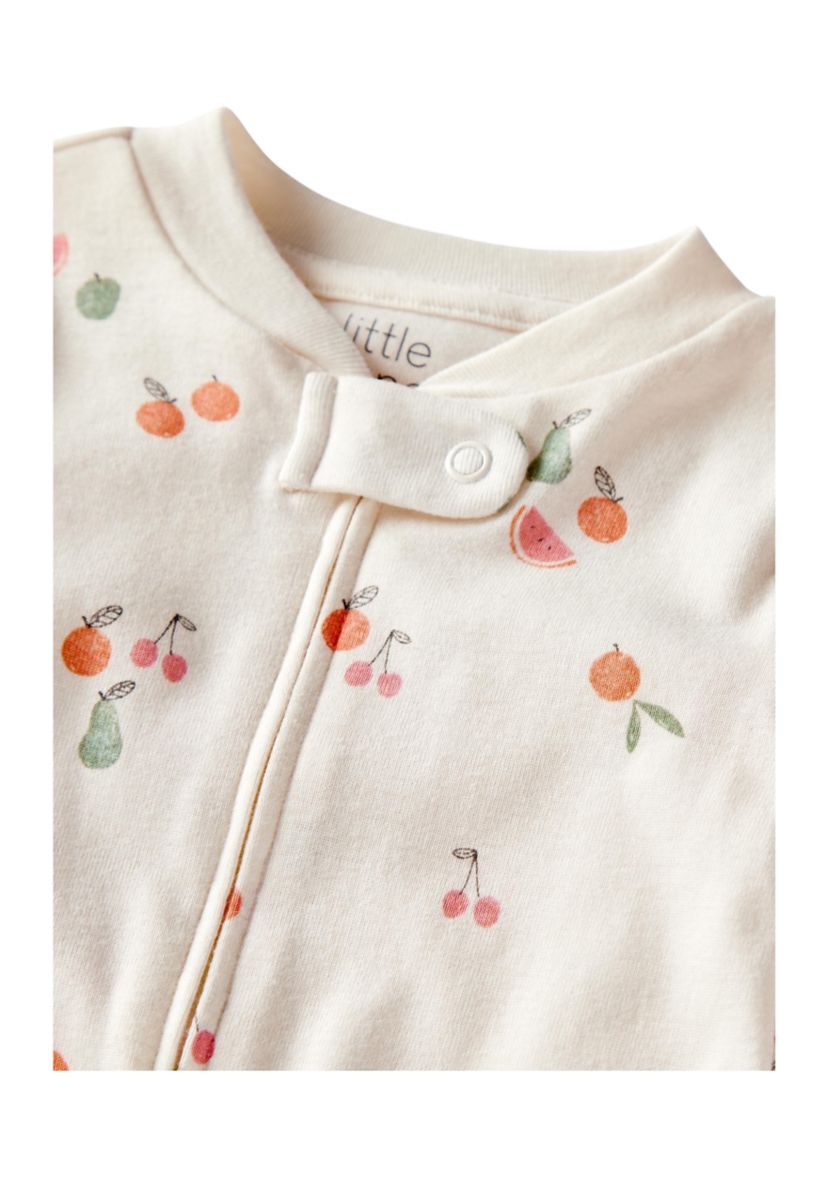 Baby Girls Fruit Printed Footie Pajamas