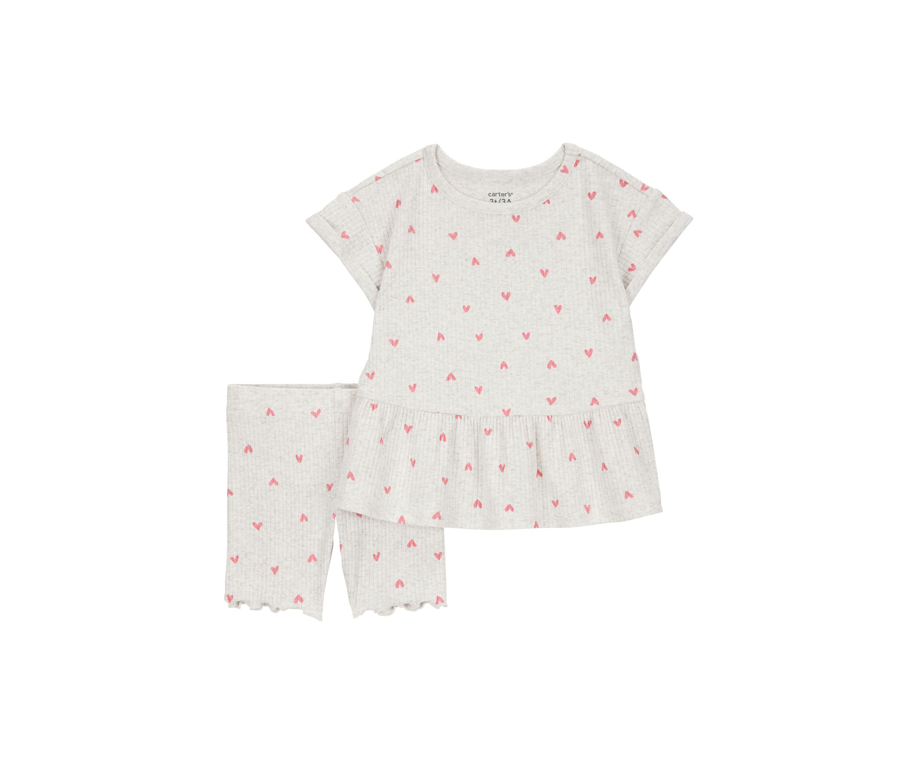 Baby Girls Heart Printed Top and Shorts Set