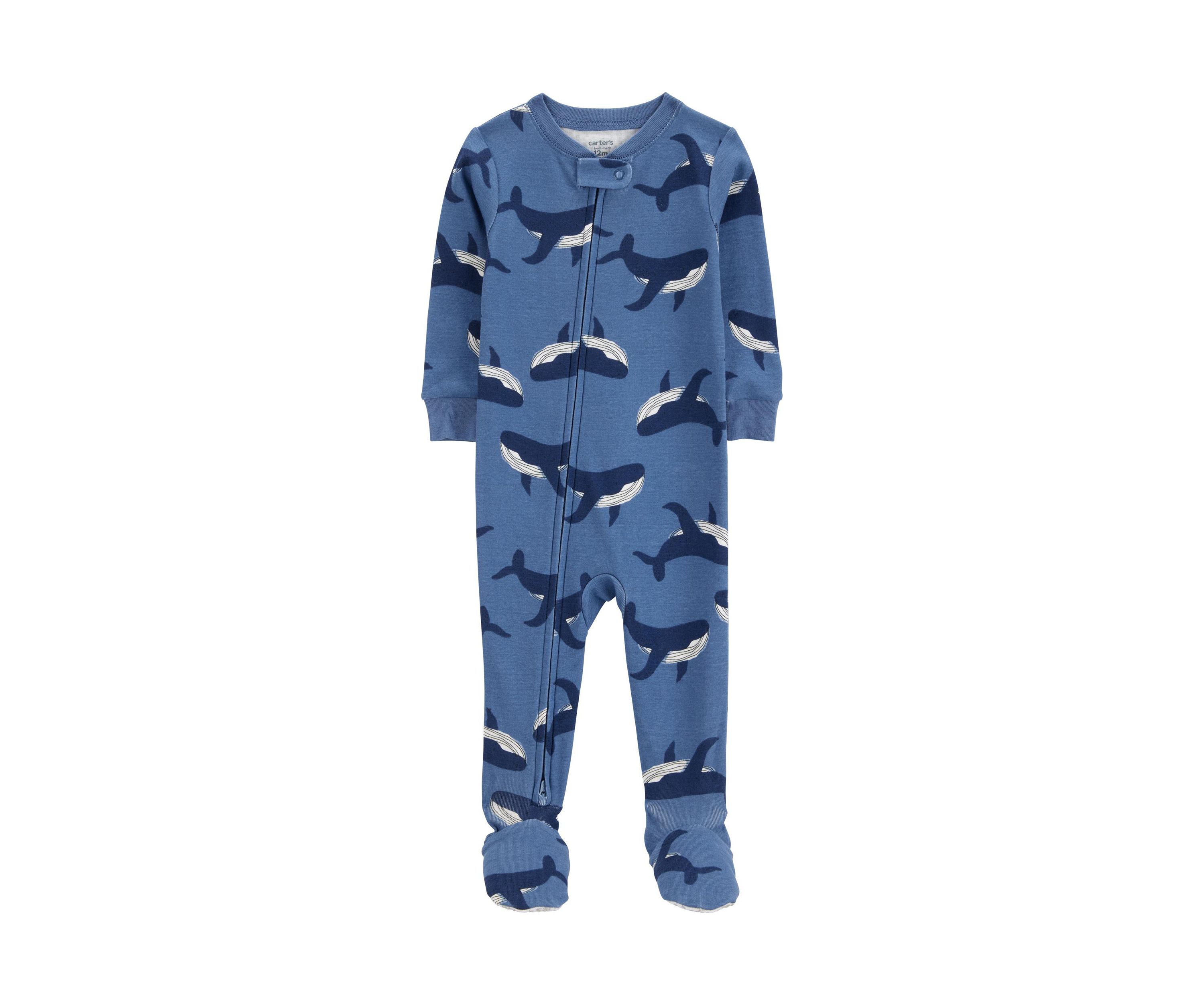 Baby Boys Whale Printed Footie Pajamas
