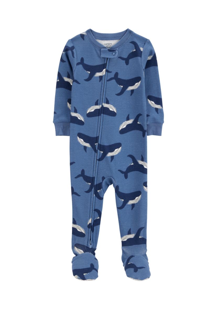 Baby Boys Whale Printed Footie Pajamas