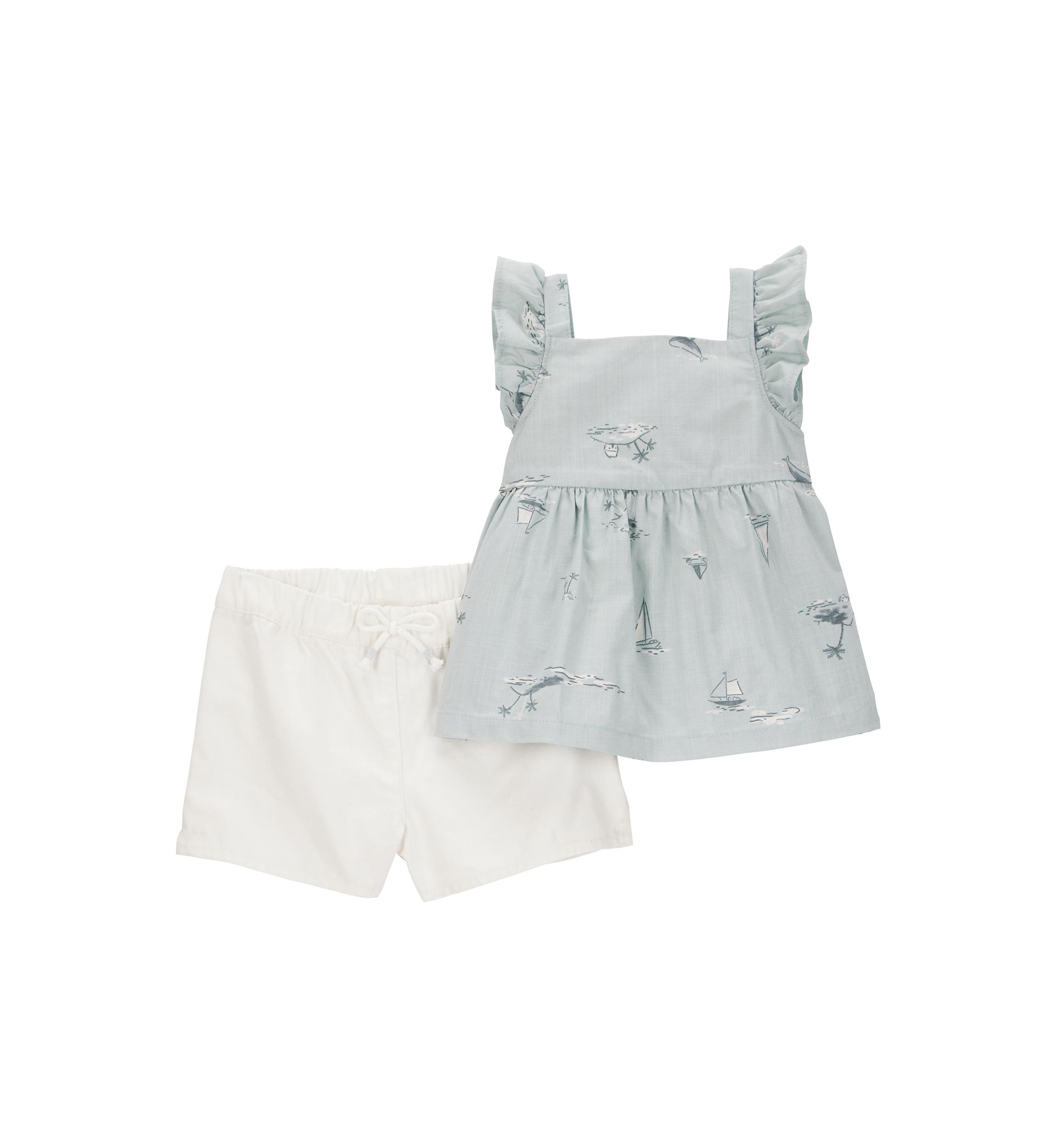 Baby Girls Printed Tank Top and Shorts Set