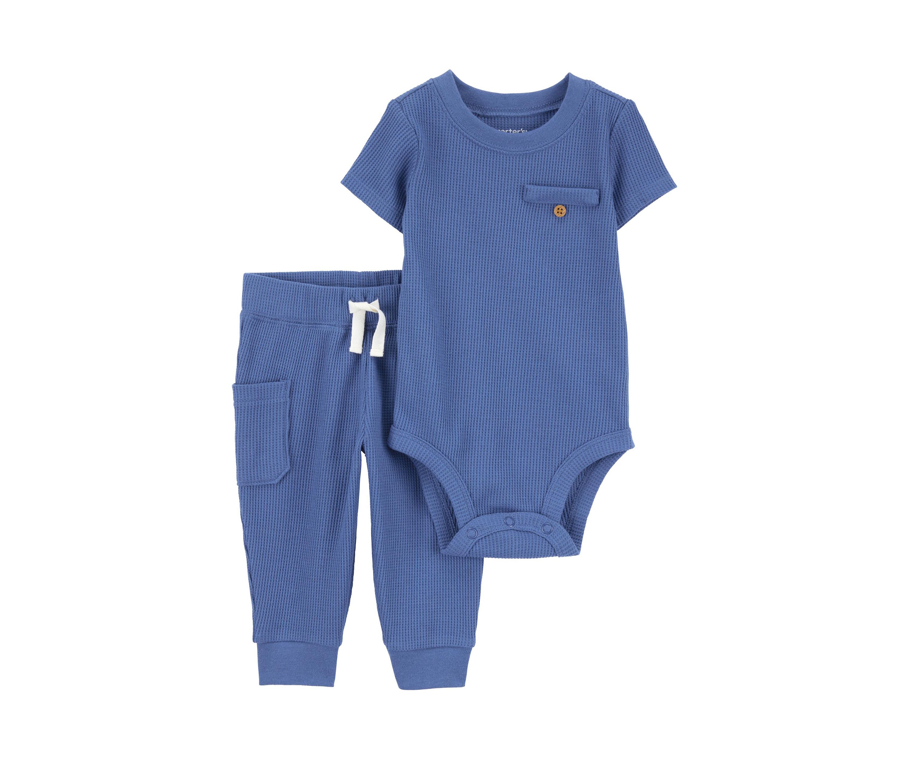 Baby Boys Waffle Knit Bodysuit and Pants Set