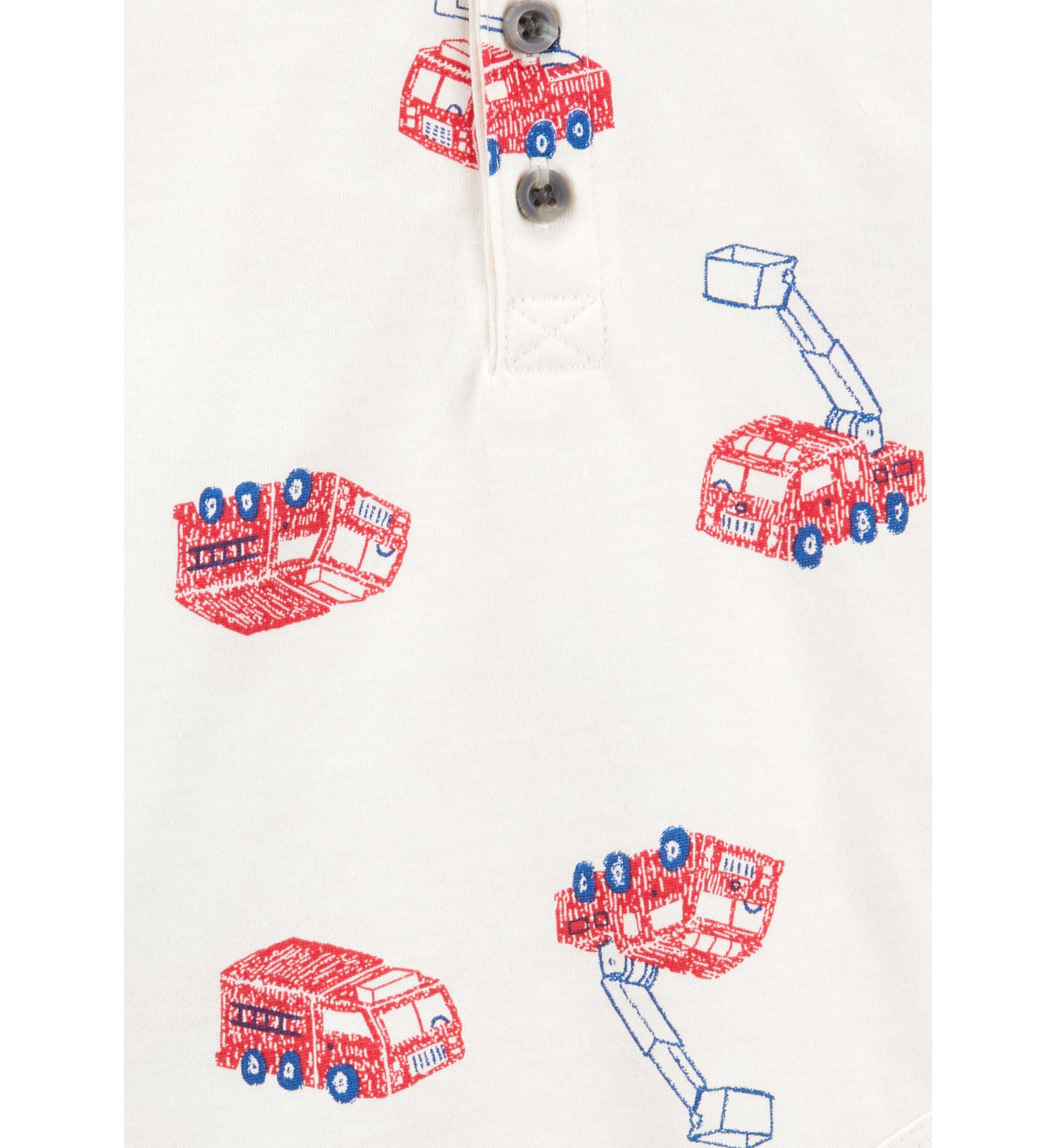 Baby Boys Firetruck Printed Bodysuit and Pants Set