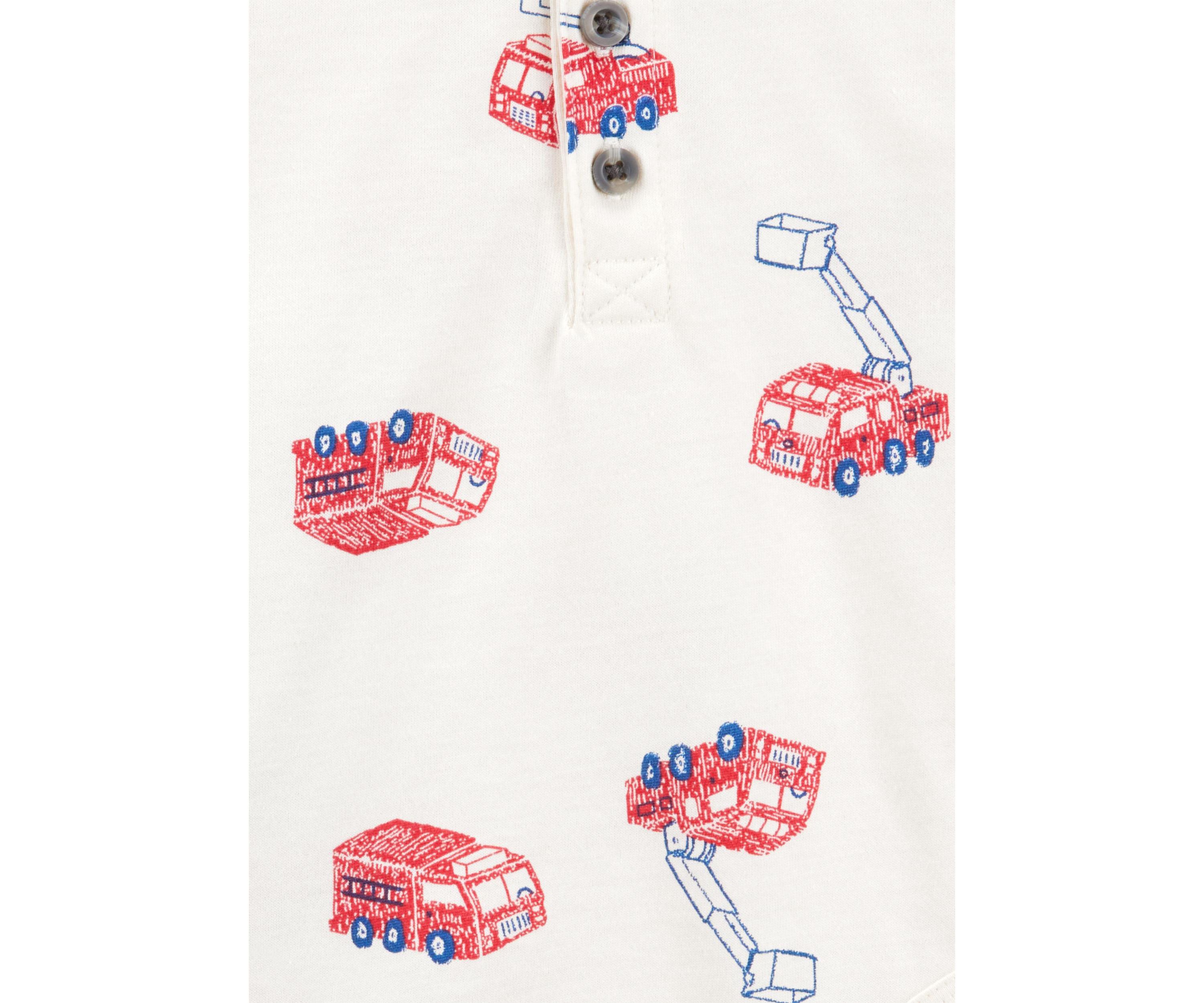 Baby Boys Firetruck Printed Bodysuit and Pants Set