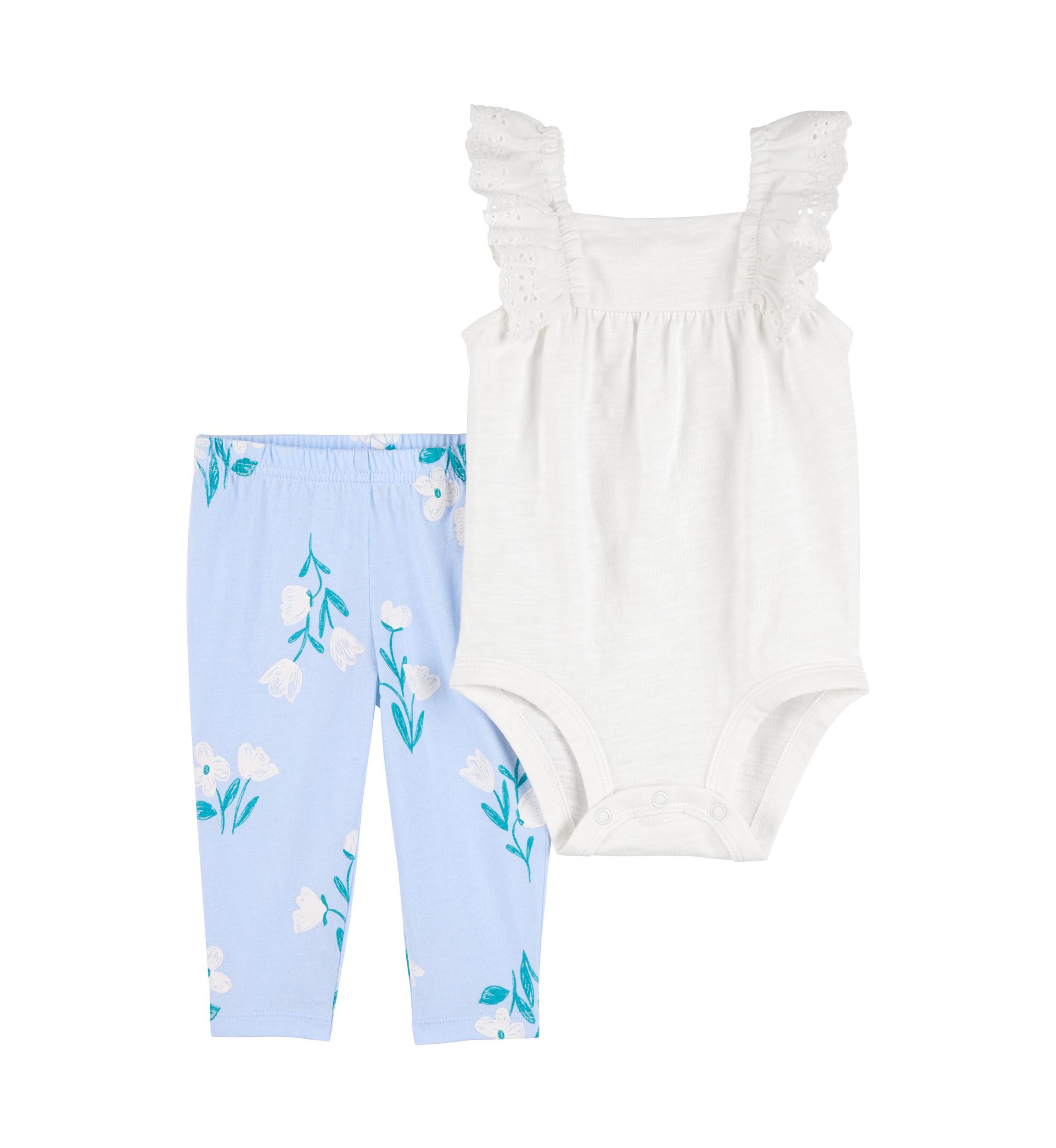 Baby Girls Bodysuit and Printed Pants Set
