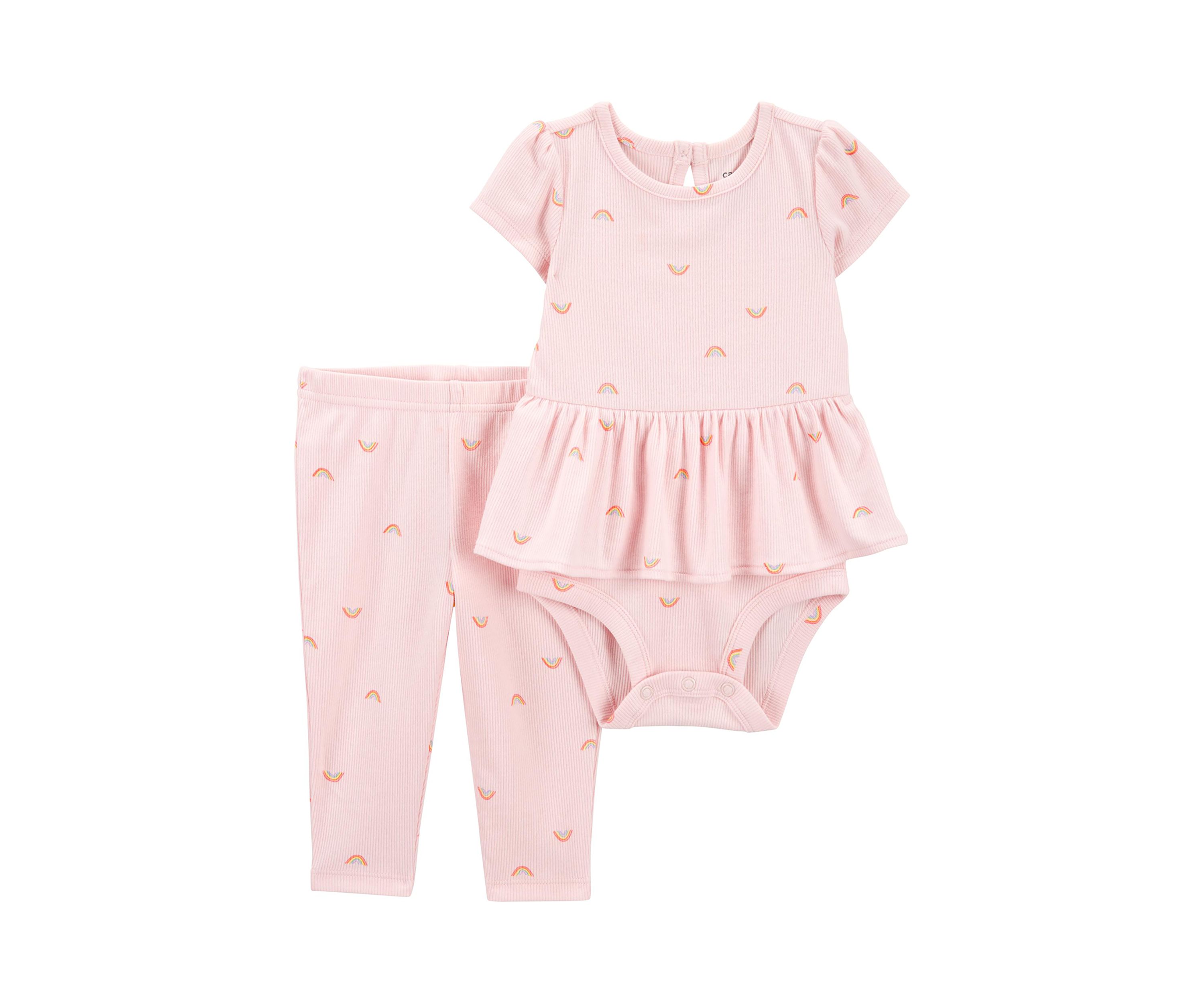 Baby Girls Rainbow Printed Bodysuit and Pants Set