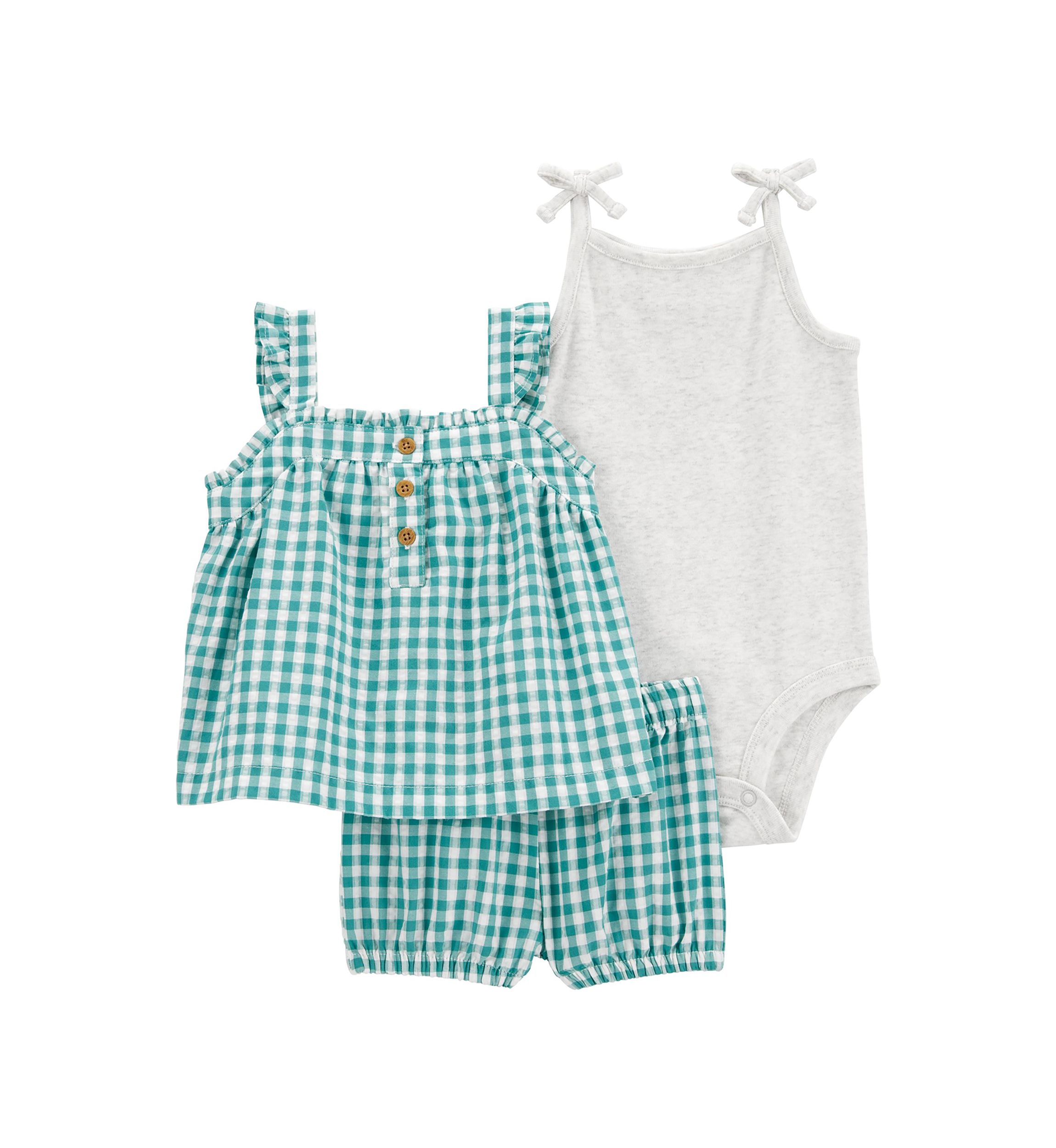 Baby Girls Gingham Top and Bodysuit Set