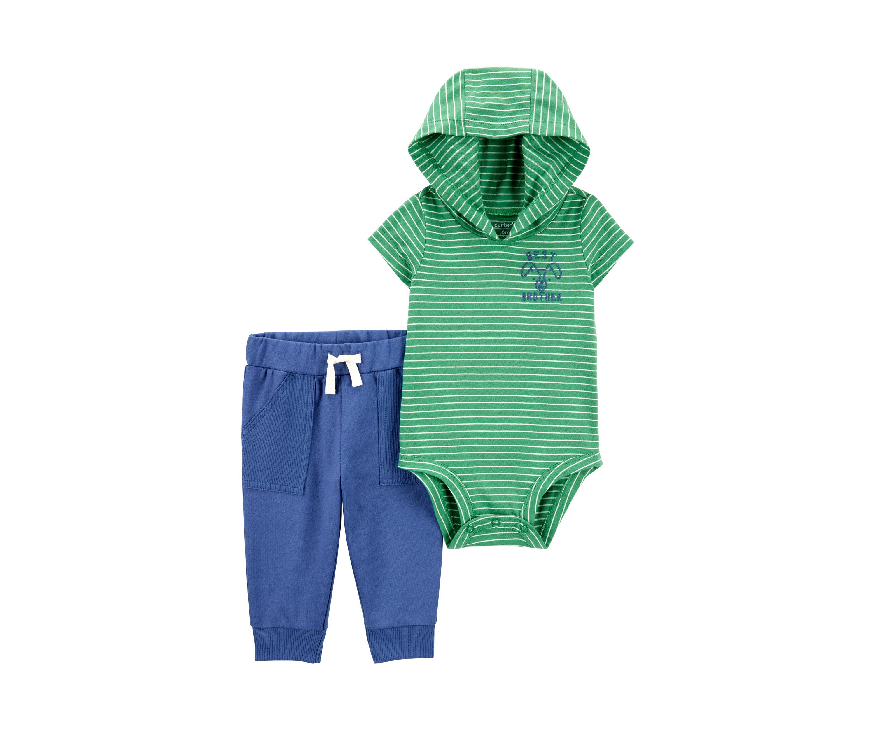 Baby Boys Hooded Bodysuit and Pants Set