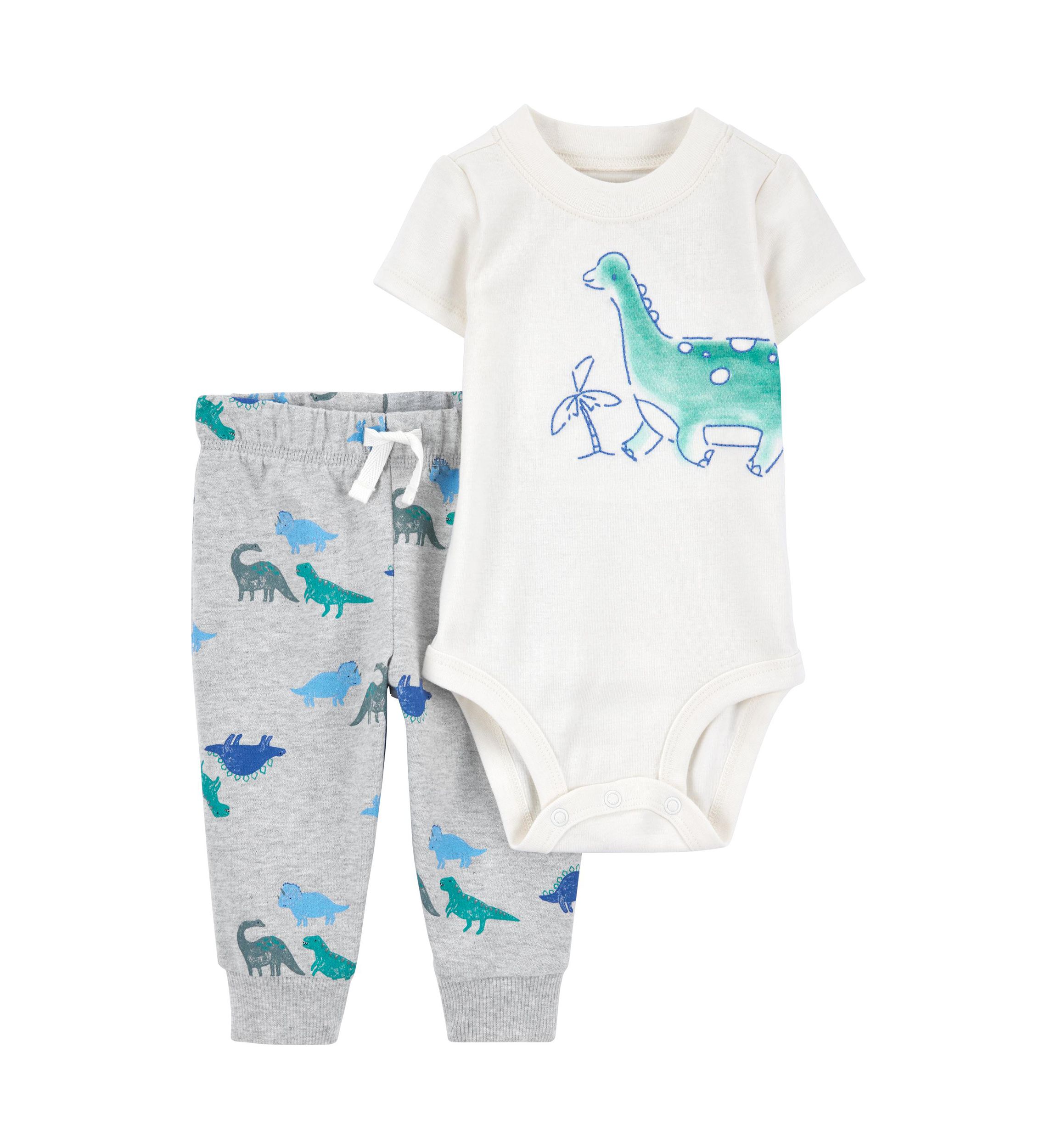 Baby Boys 2 Piece Dinosaur Bodysuit and Jogger Pant Set