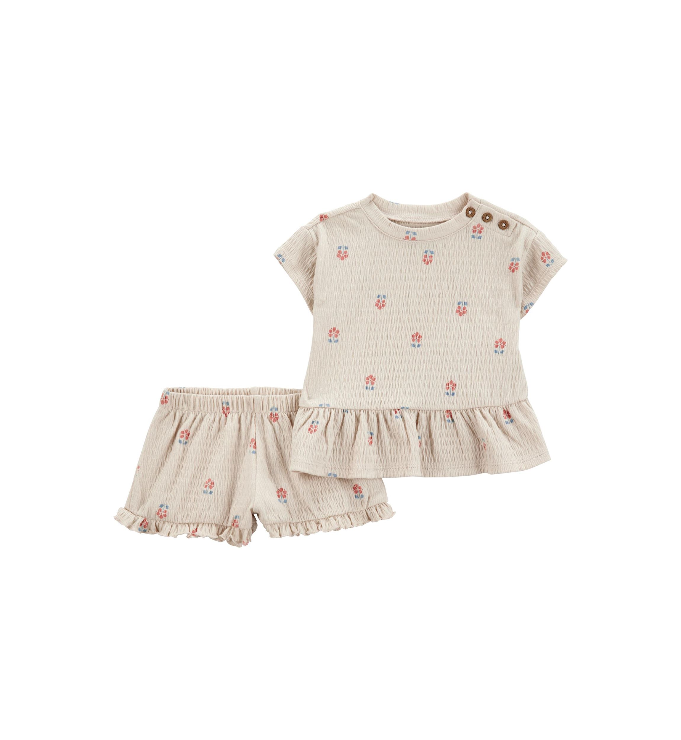 Baby Girls Cherry Printed Peplum Top and Shorts Set