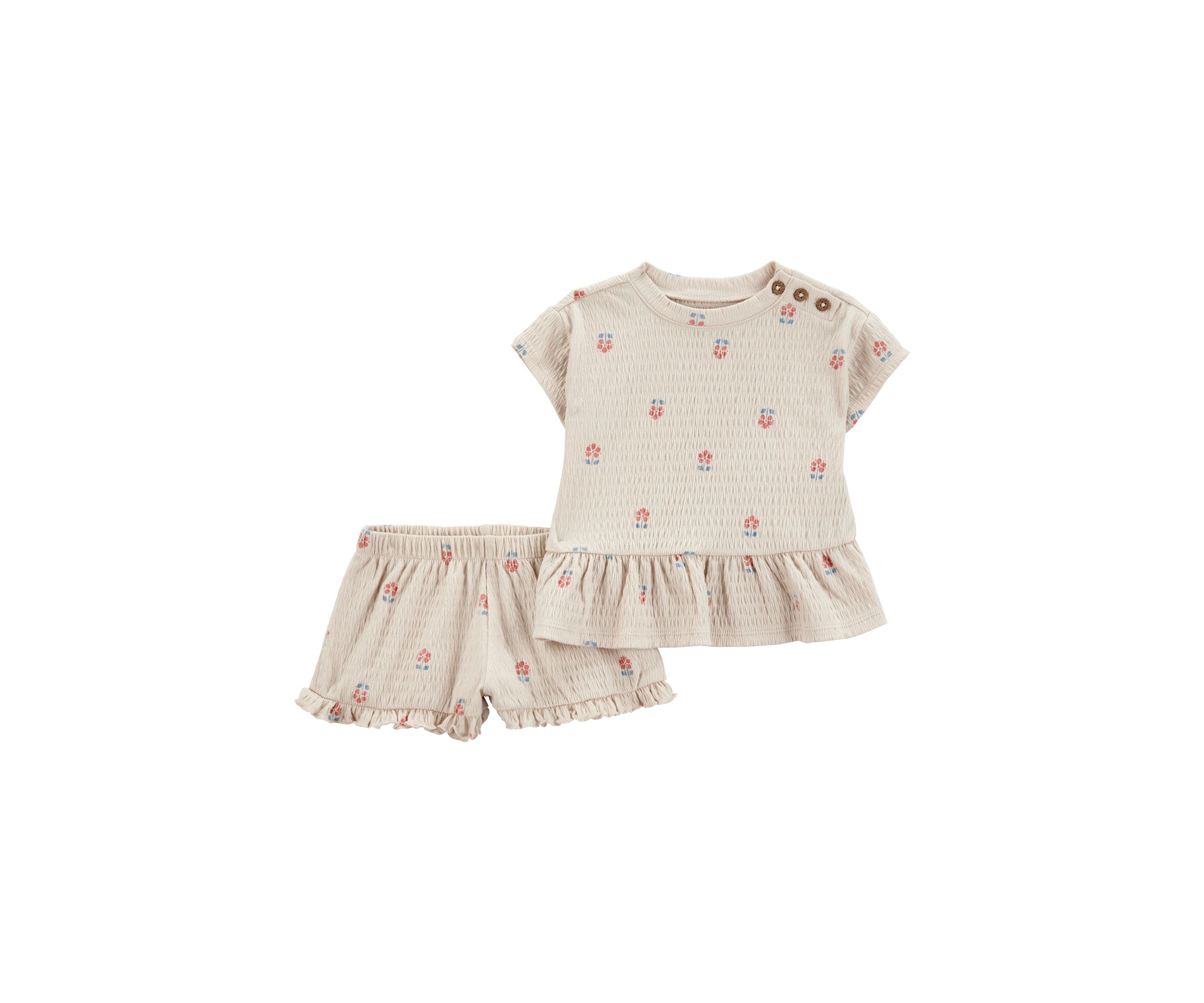 Baby Girls Cherry Printed Peplum Top and Shorts Set