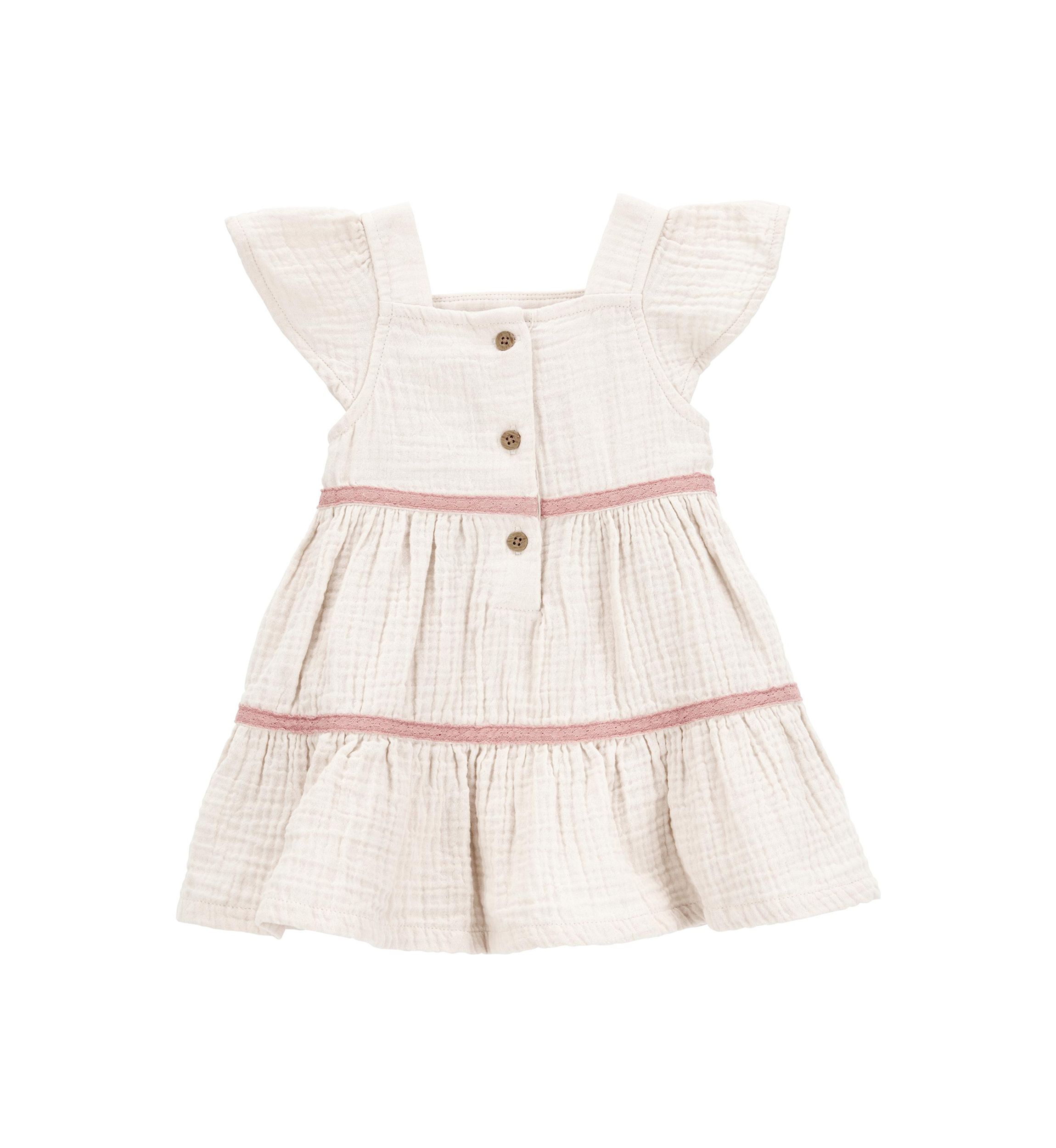 Baby Girls Flutter Sleeve Ruffle Dress