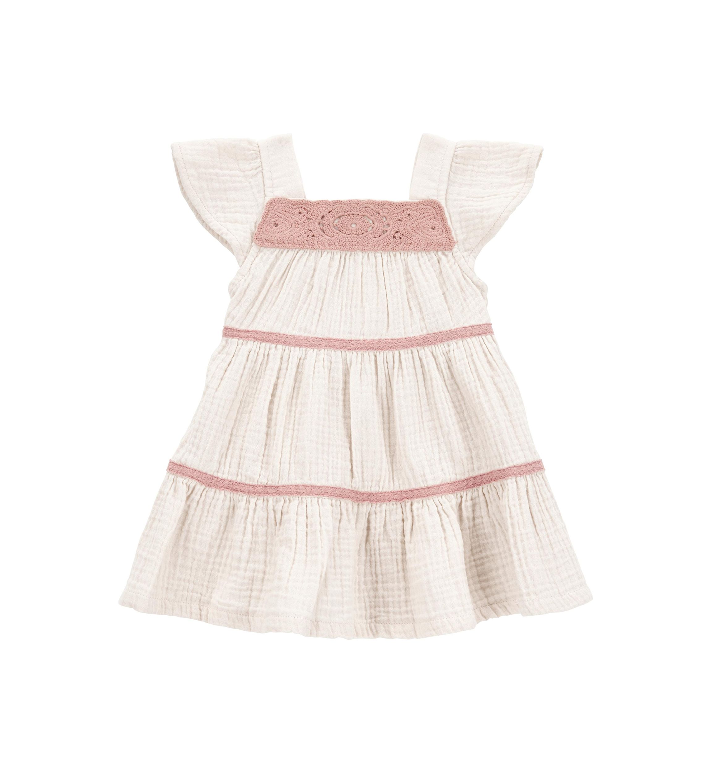 Baby Girls Flutter Sleeve Ruffle Dress