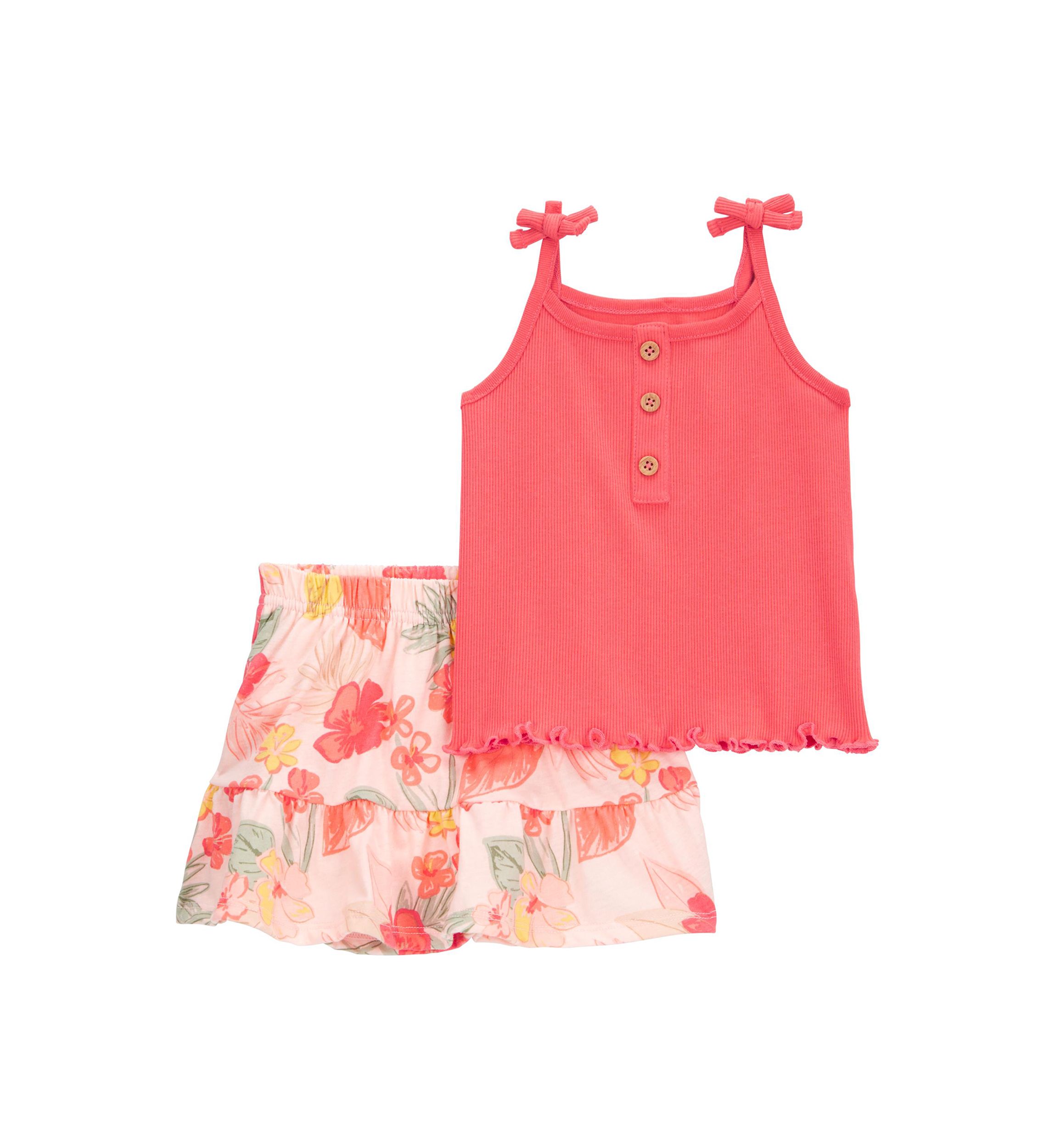 Baby Girls Tank Top and Printed Skort Set