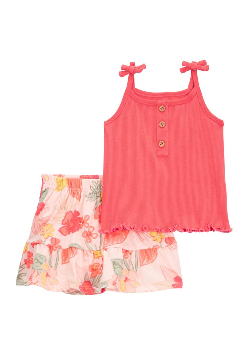 Baby Girls Tank Top and Printed Skort Set