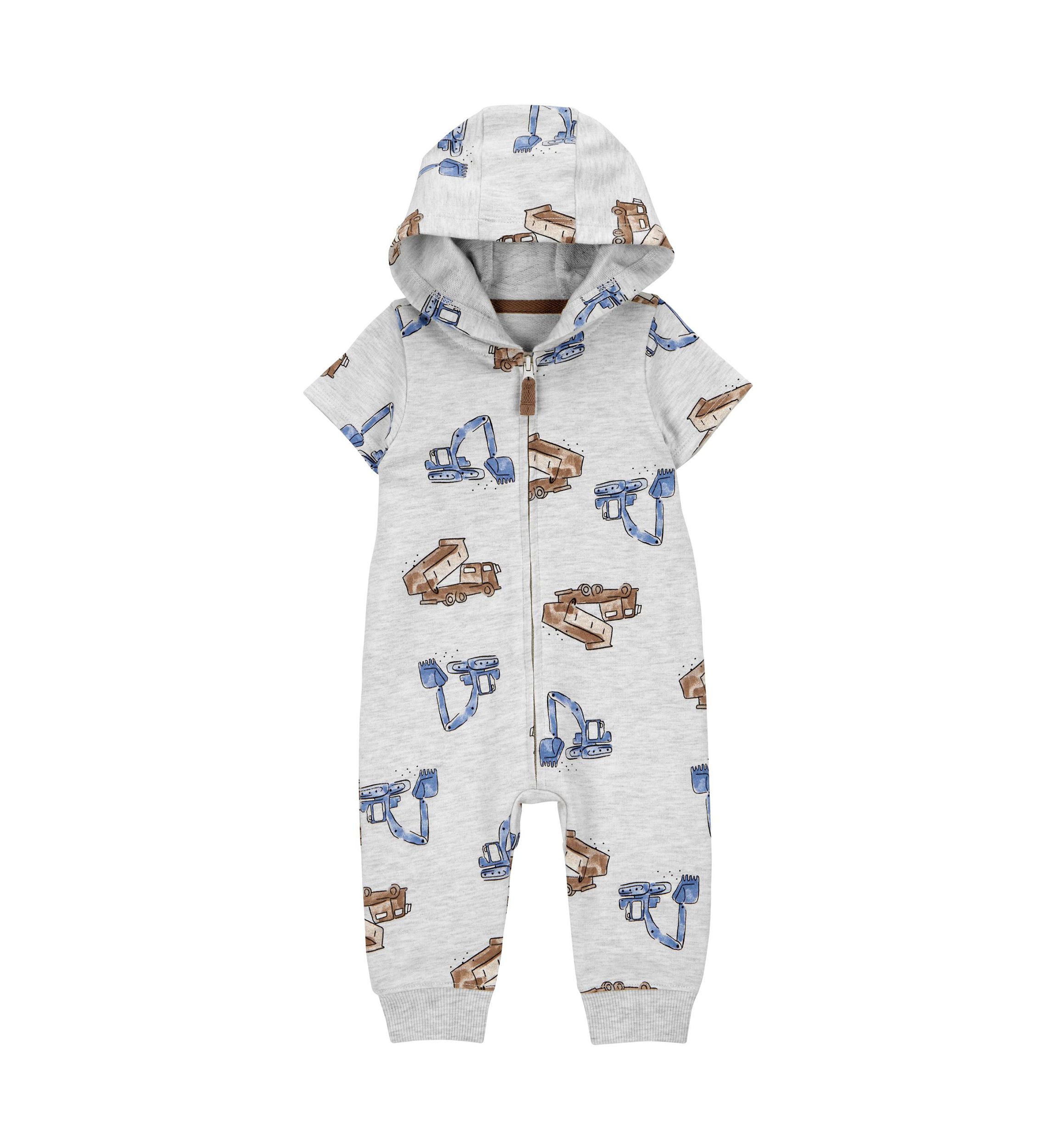 Baby Boys Short Sleeve Hooded Jumpsuit