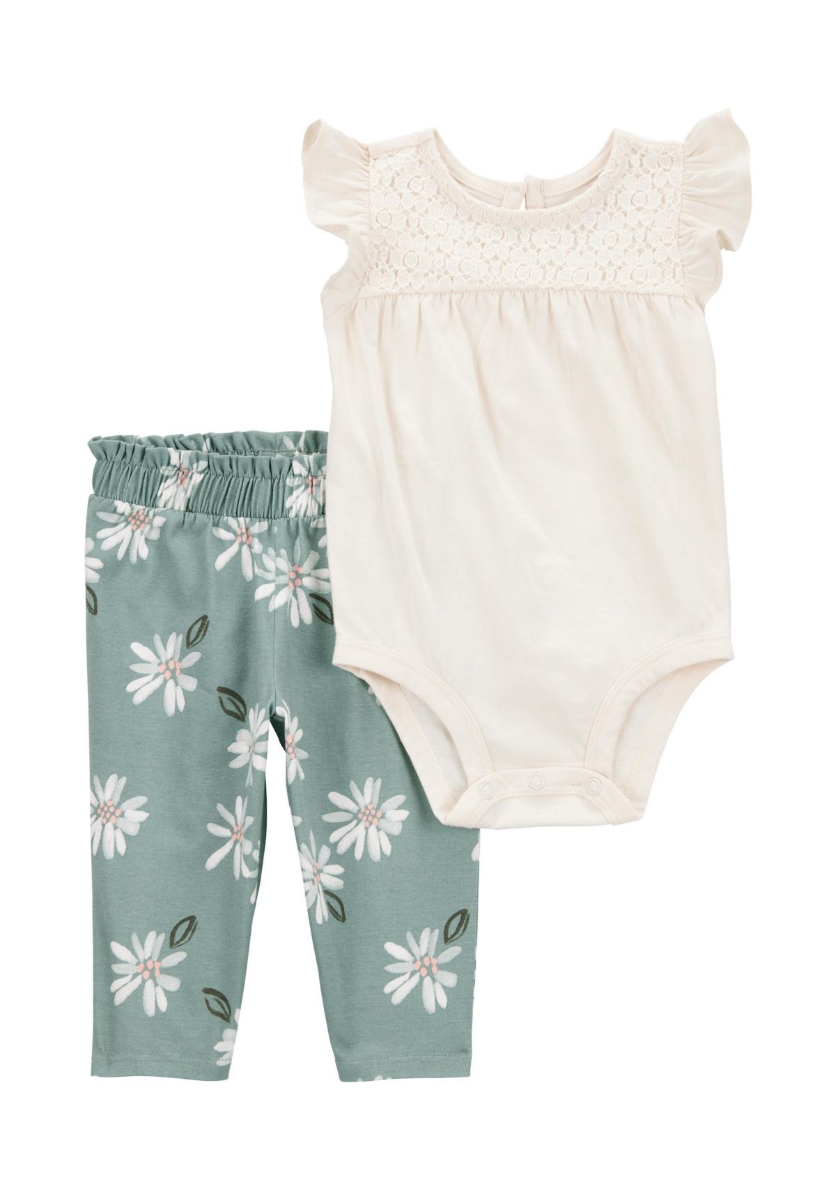 Baby Girls Ruffle Bodysuit and Floral Printed Pants Set