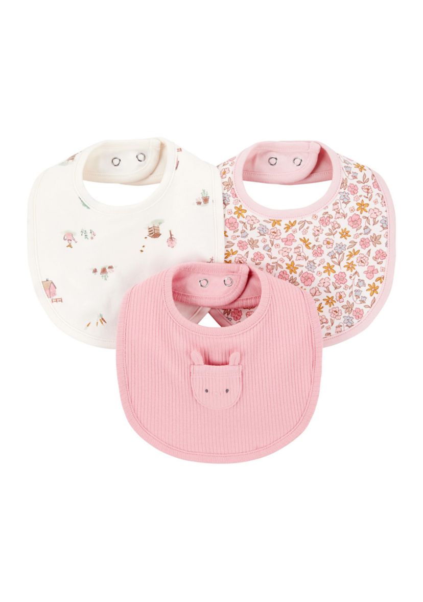 Baby Girls Bibs - 3 Pack