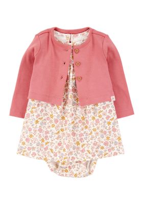 Carter's Baby Girls Printed Dress and Cardigan Set, Pink, Newborn