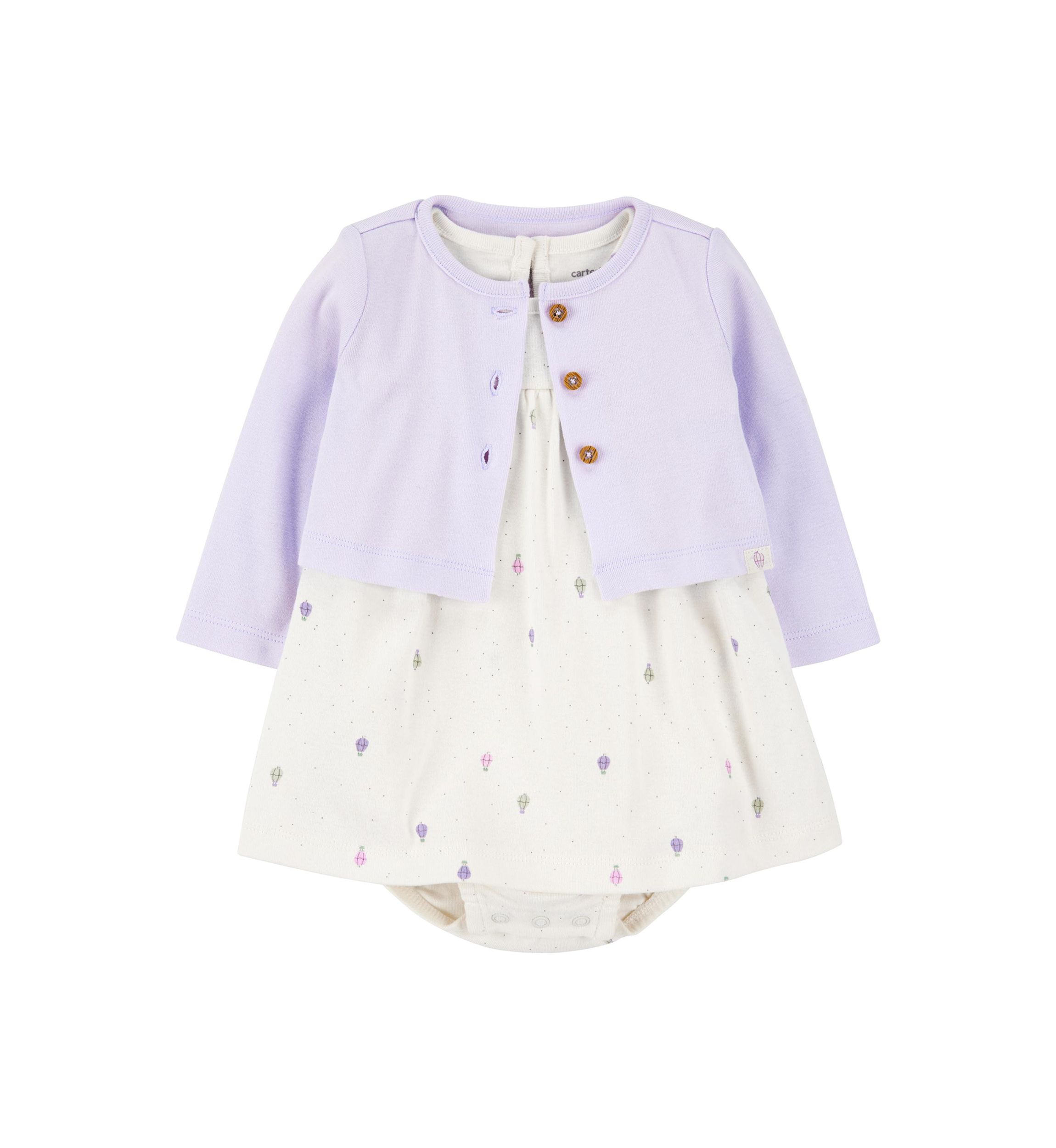 Baby Girls Dress and Cardigan Set 