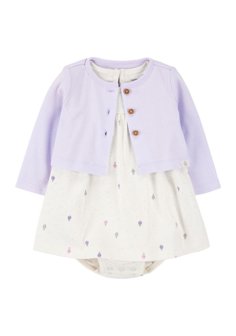 Baby Girls Dress and Cardigan Set 