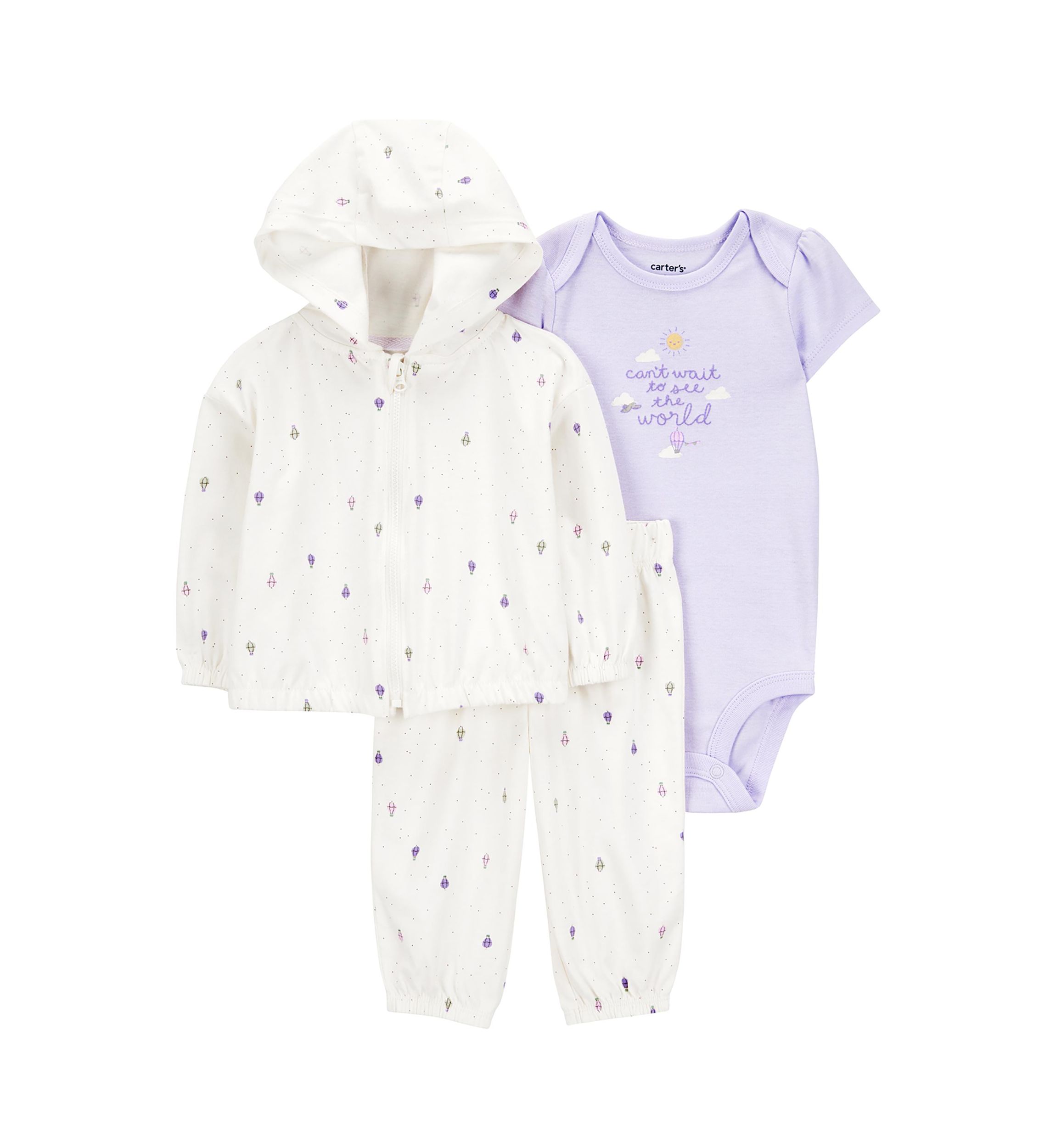 Baby Girls Zip Front Ice Cream Printed Cardigan Set
