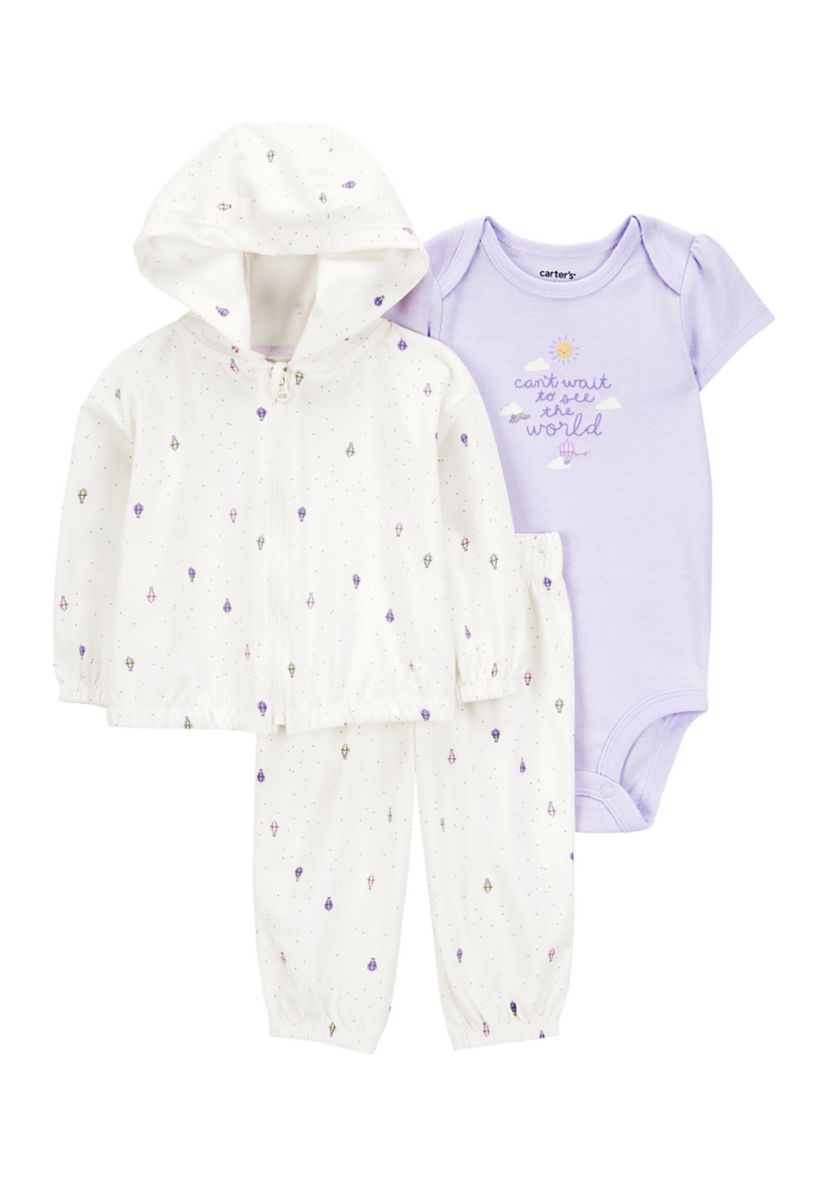 Baby Girls Zip Front Ice Cream Printed Cardigan Set