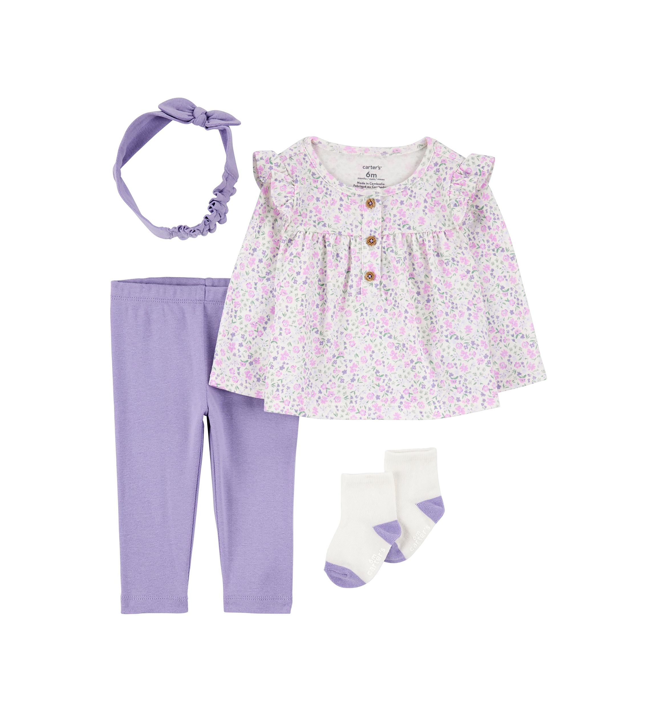 Baby Girls Printed 4-Piece Set 
