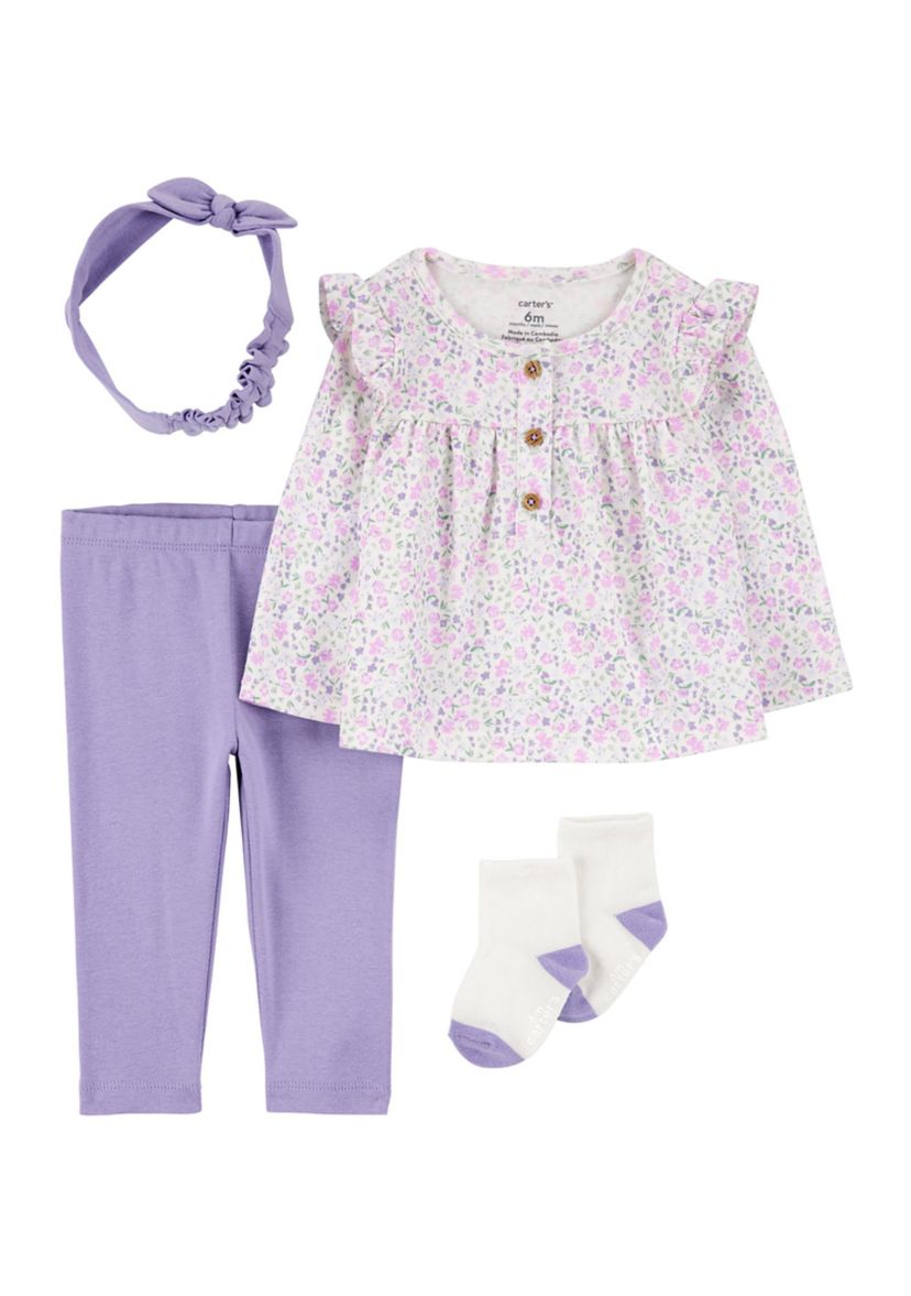 Baby Girls Printed 4-Piece Set 