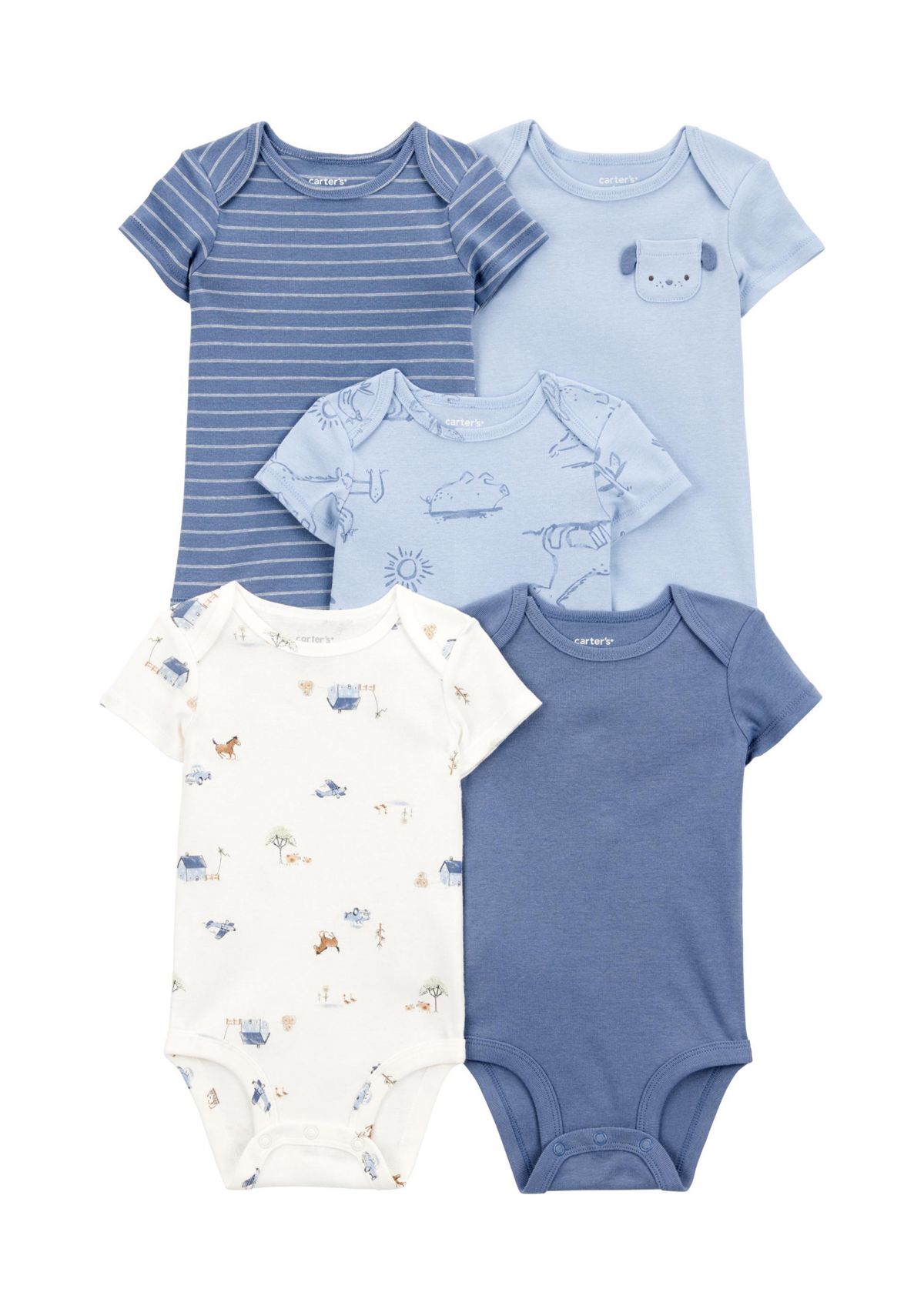 Baby Boys Short Sleeve Bodysuit - 5 Pack