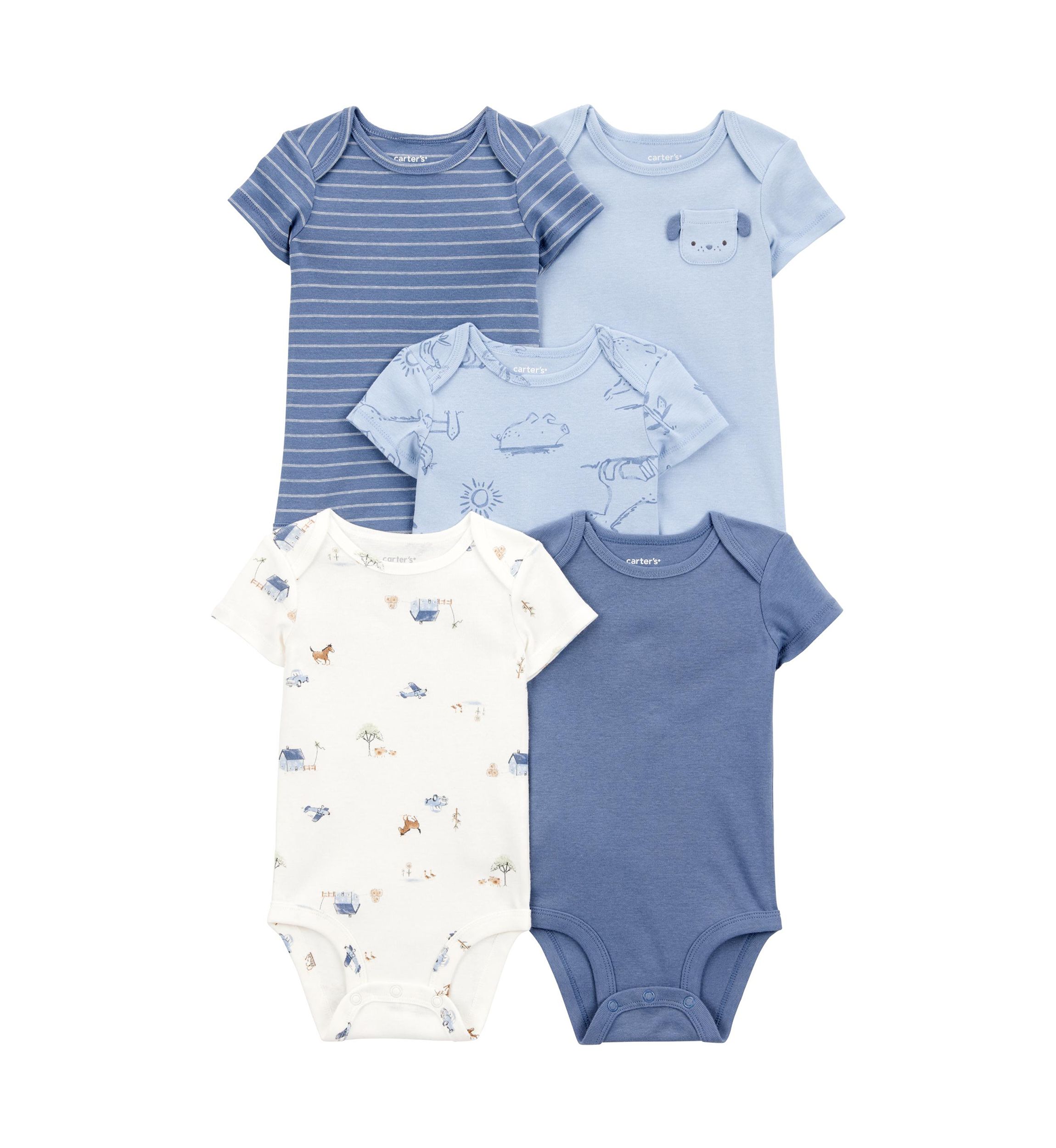 Baby Boys Short Sleeve Bodysuit - 5 Pack