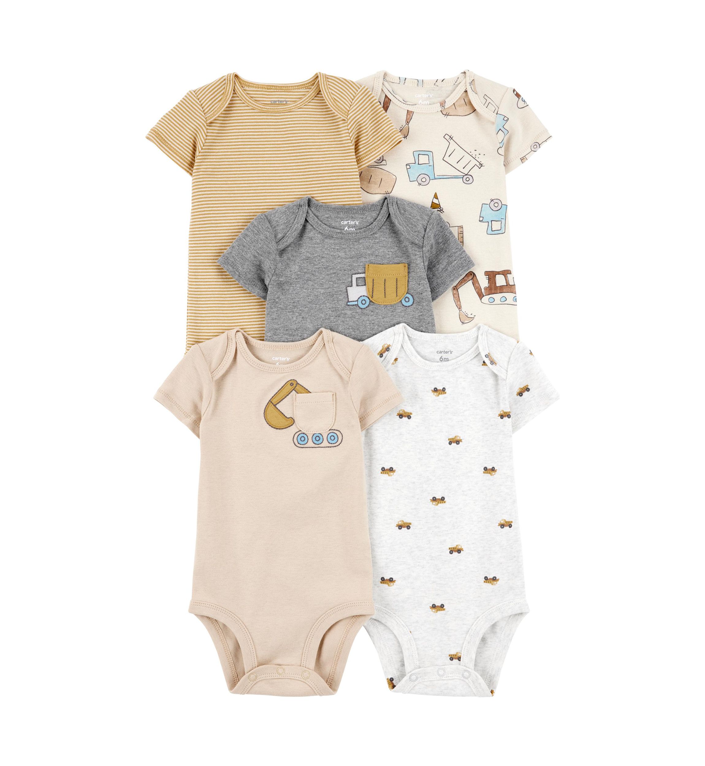 Baby Boys Short Sleeve Bodysuits - 5 Pack