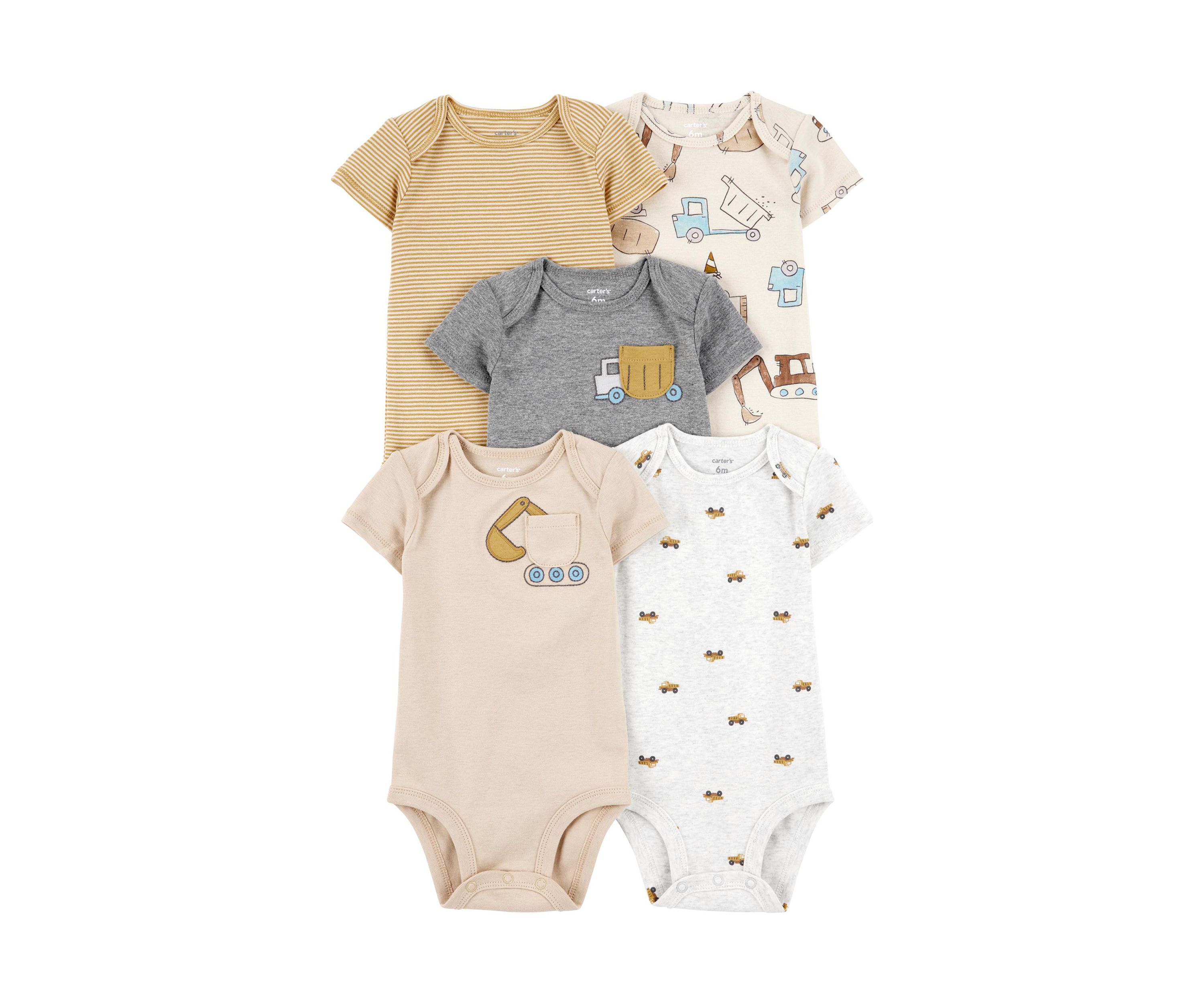 Baby Boys Short Sleeve Bodysuits - 5 Pack