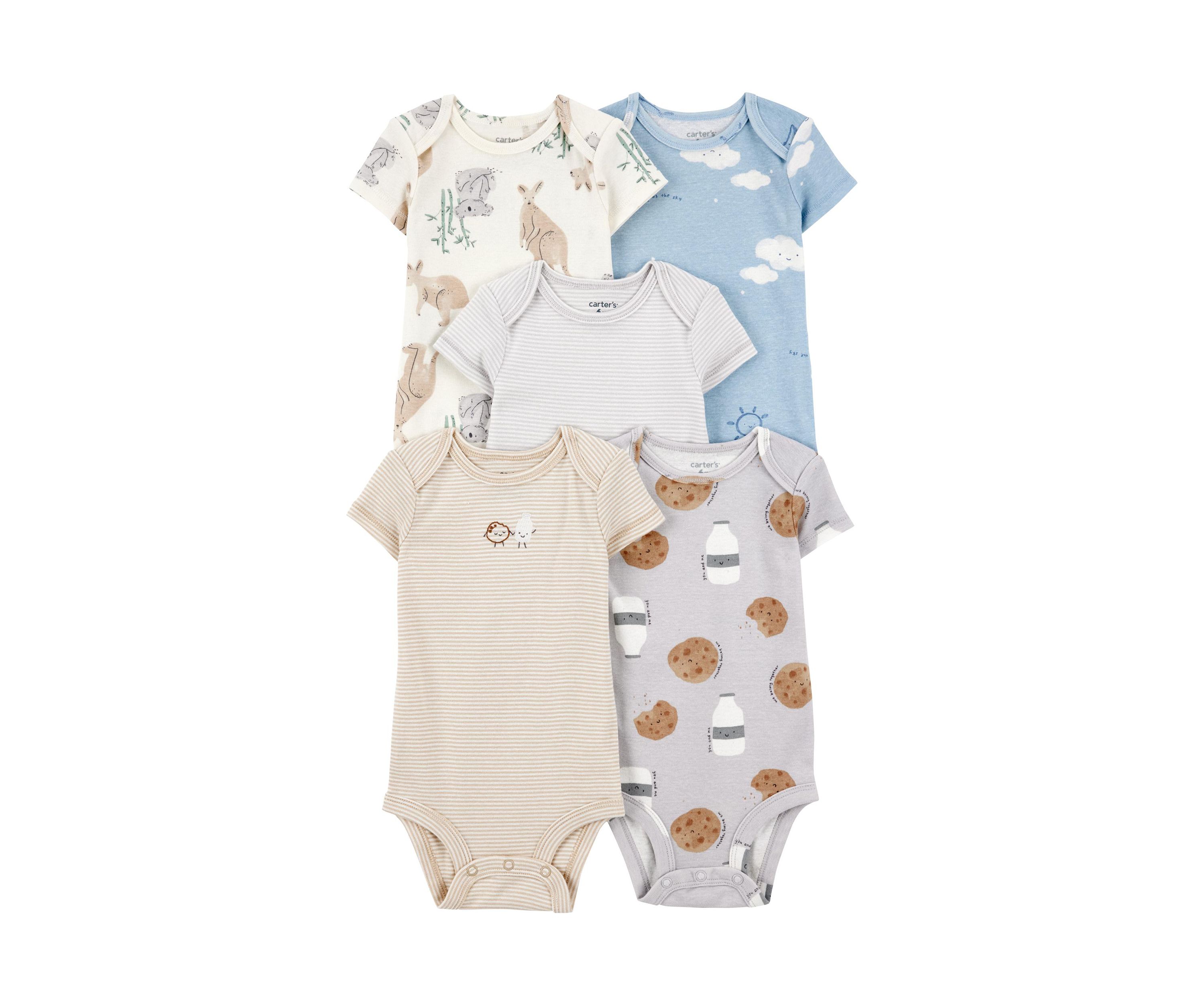 Baby Boys Short Sleeve Bodysuits - 5 Pack