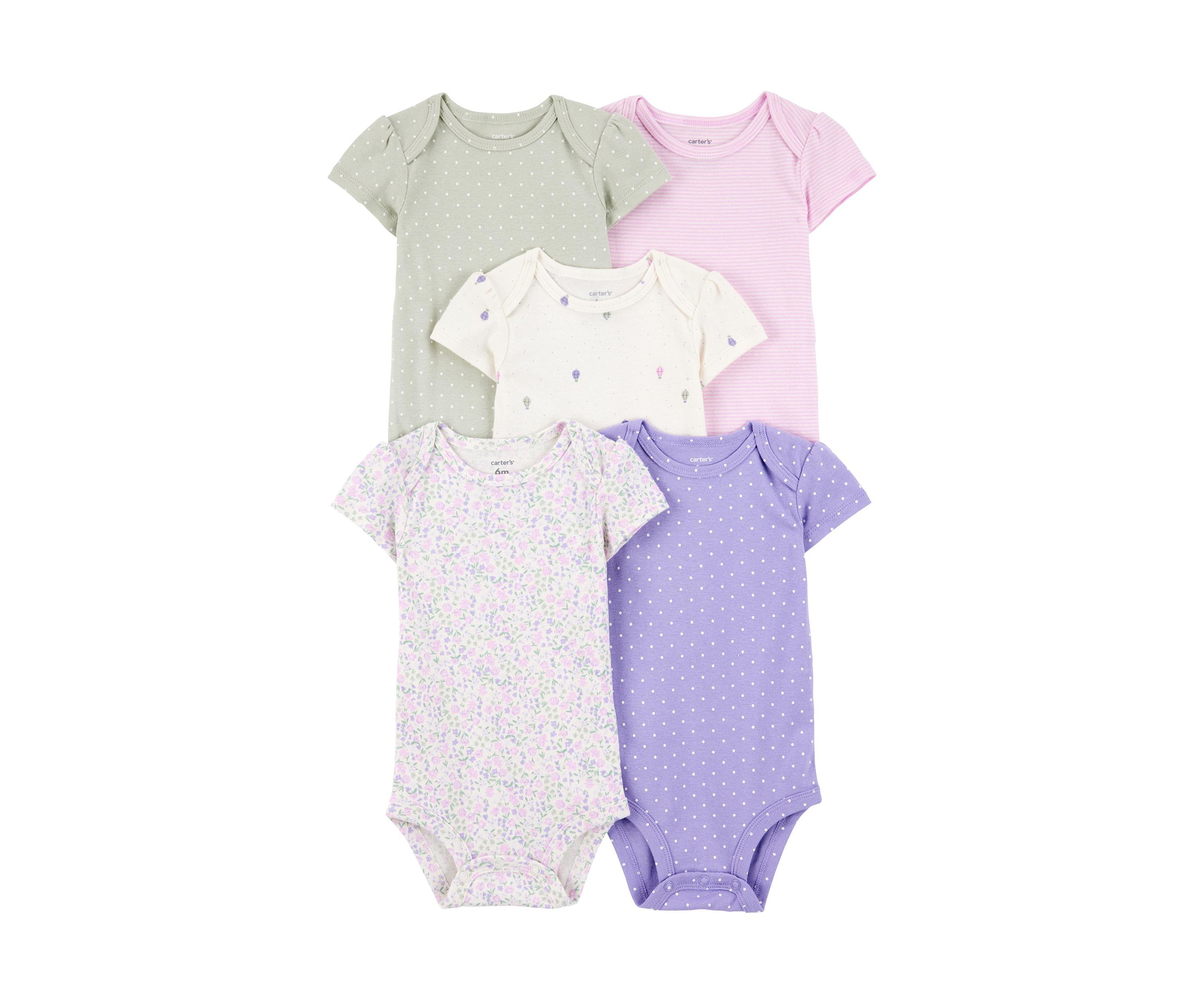 Baby Girls Short Sleeve Bodysuits - 5 Pack