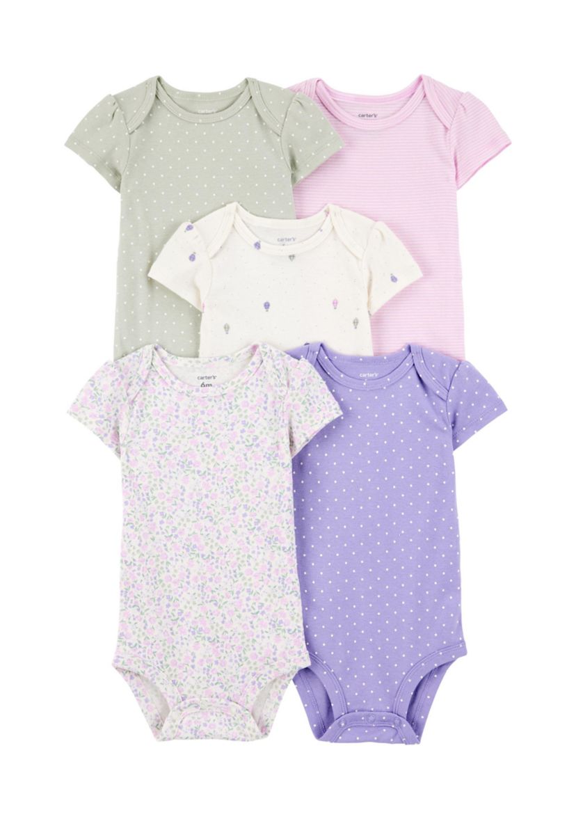 Baby Girls Short Sleeve Bodysuits - 5 Pack