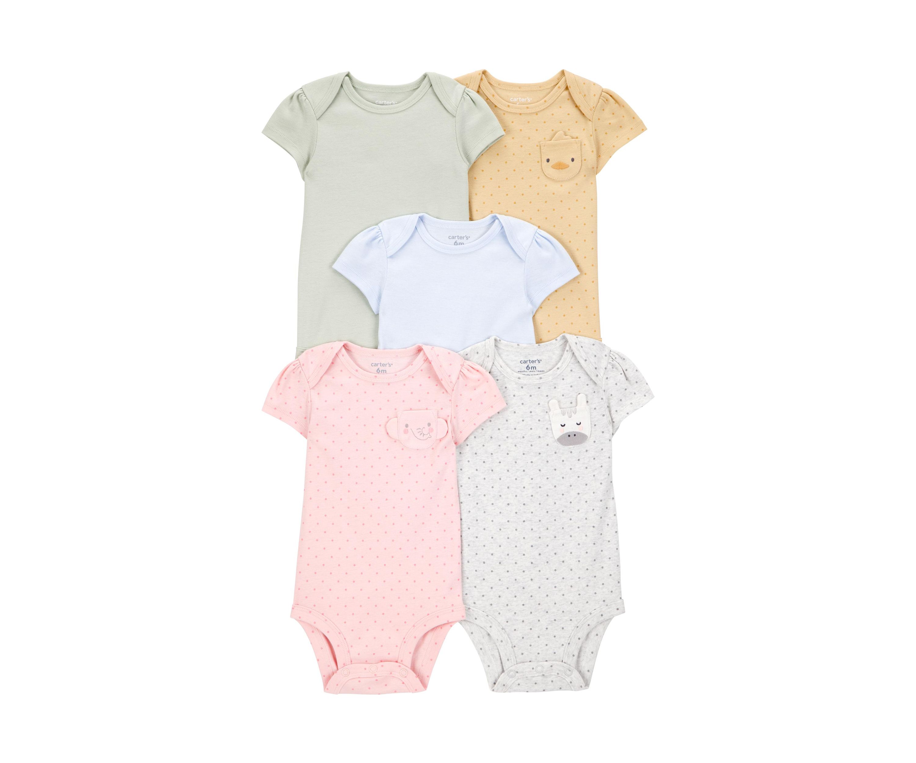 Baby Girls Short Sleeve Bodysuits - 5 Pack