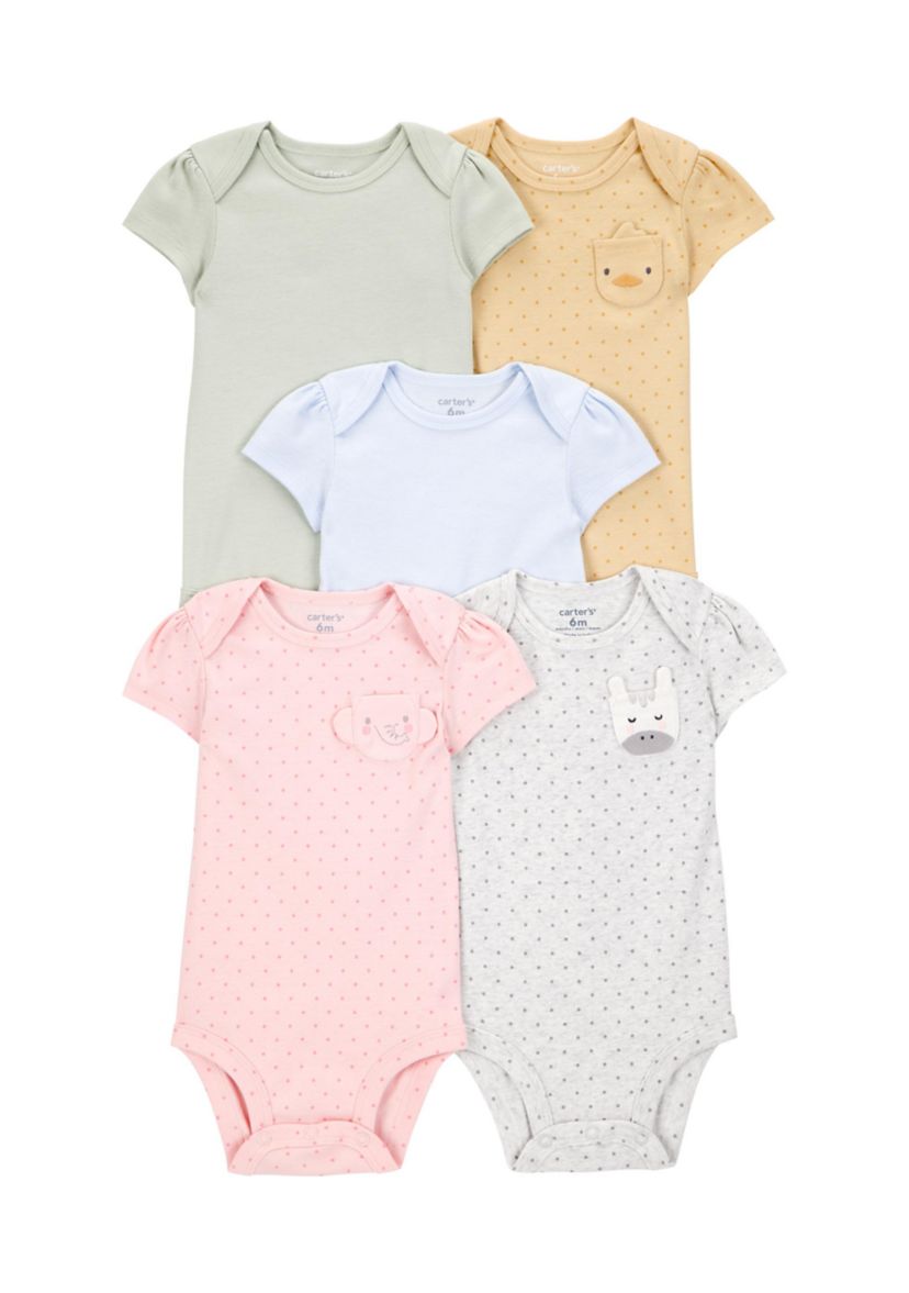 Baby Girls Short Sleeve Bodysuits - 5 Pack