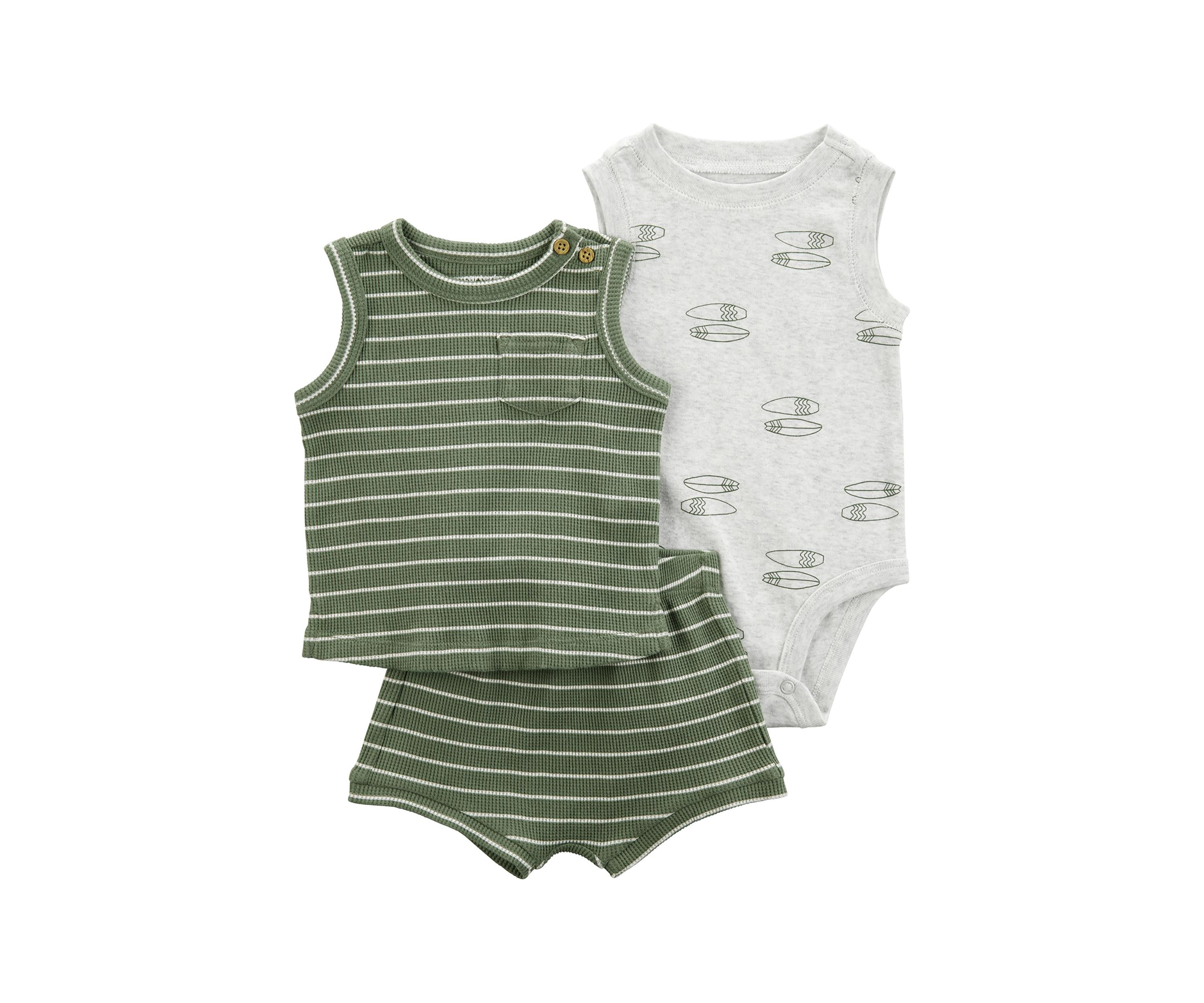 Baby Boys Three Piece Bodysuit Set