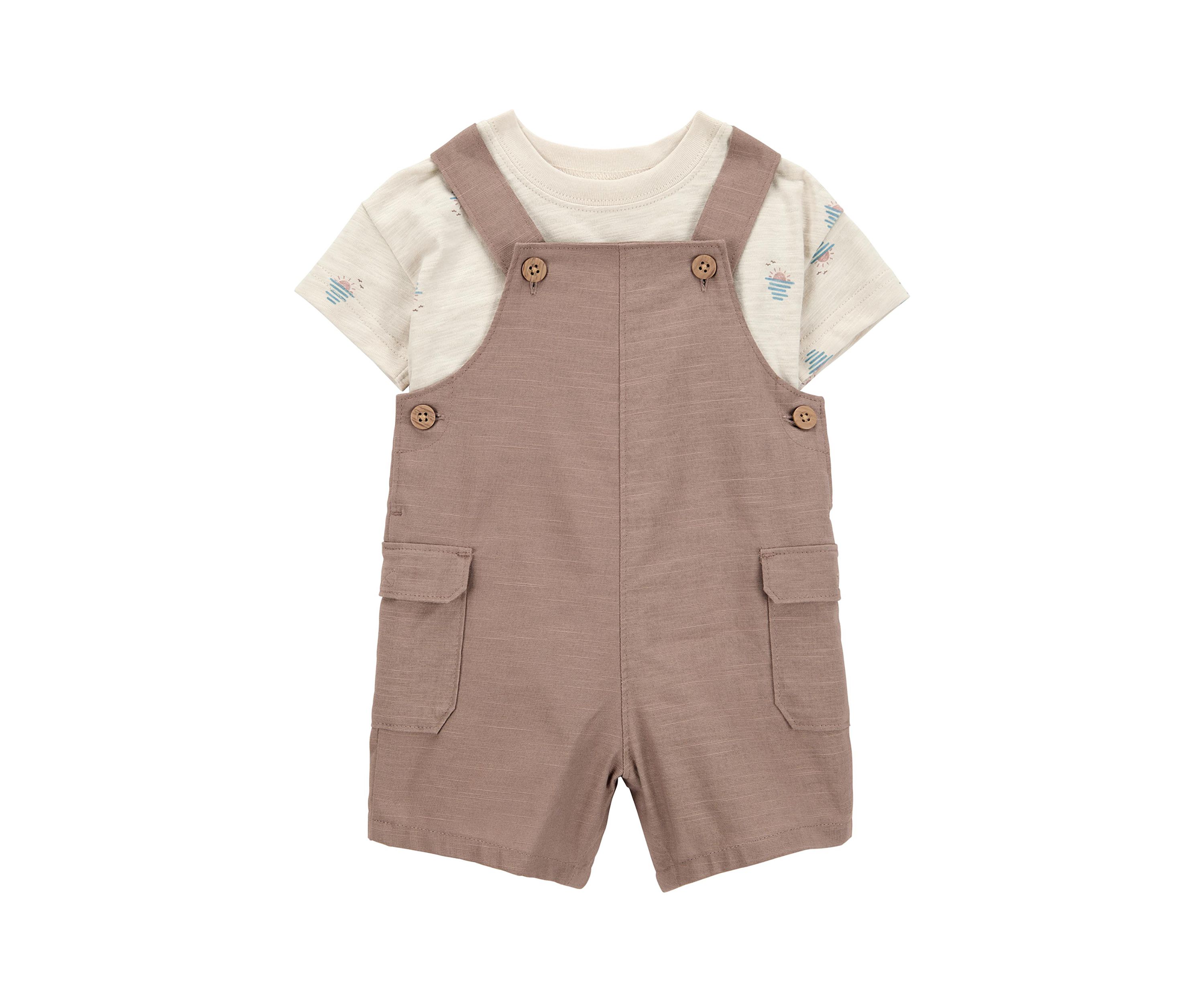 Baby Boys Shortall and Sunset Printed T-Shirt Set