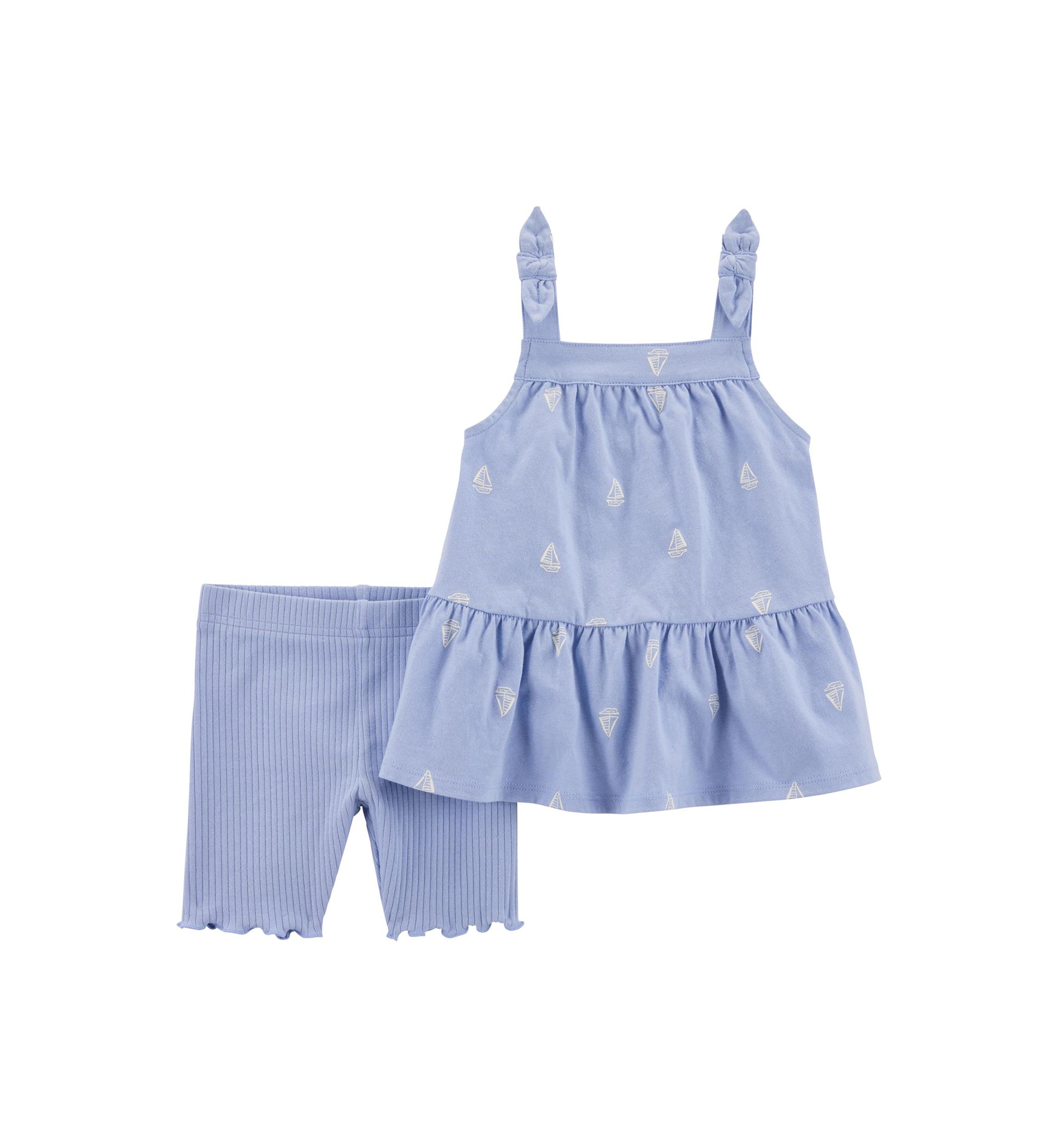 Baby Girls Printed Lettuce Hem Set 