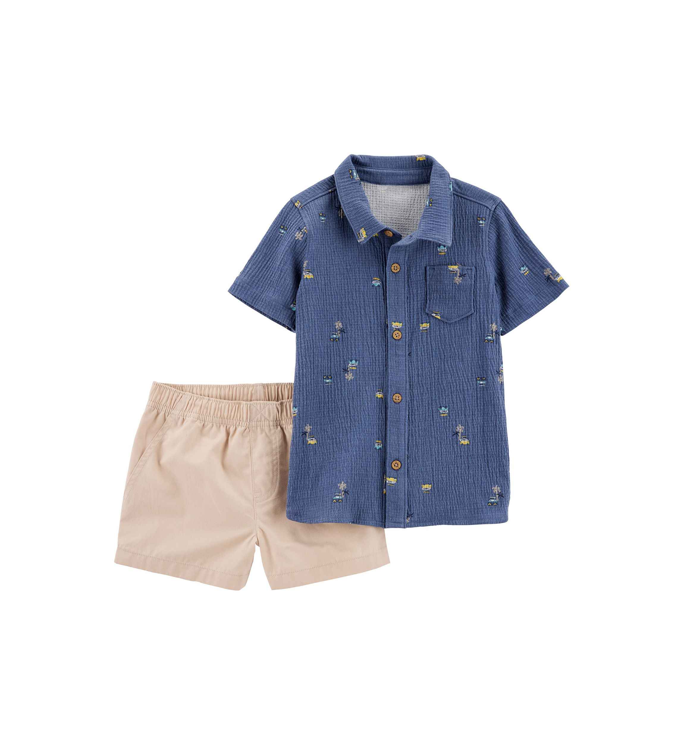 Baby Boys Printed Shirt and Shorts Set
