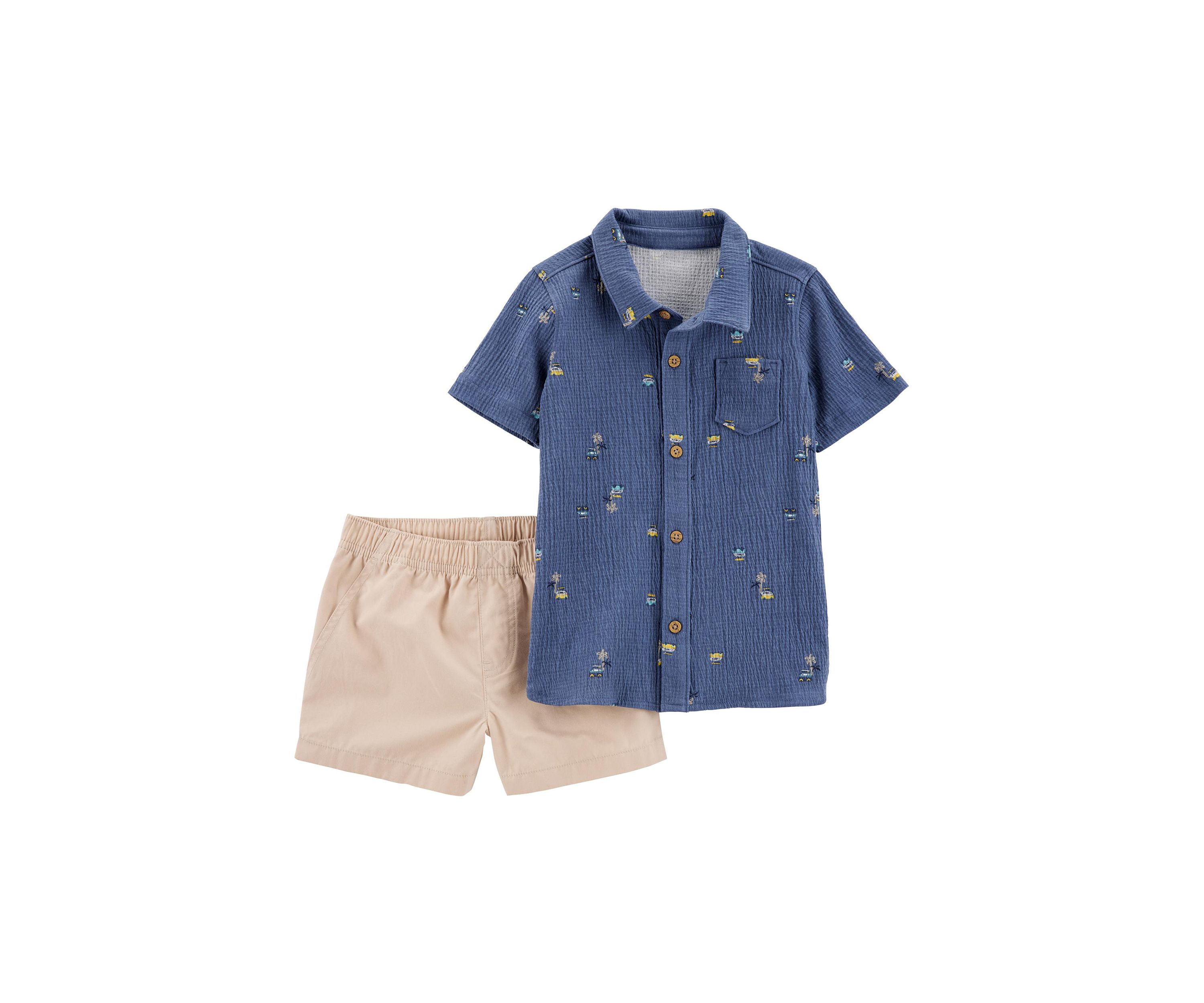 Baby Boys Printed Shirt and Shorts Set